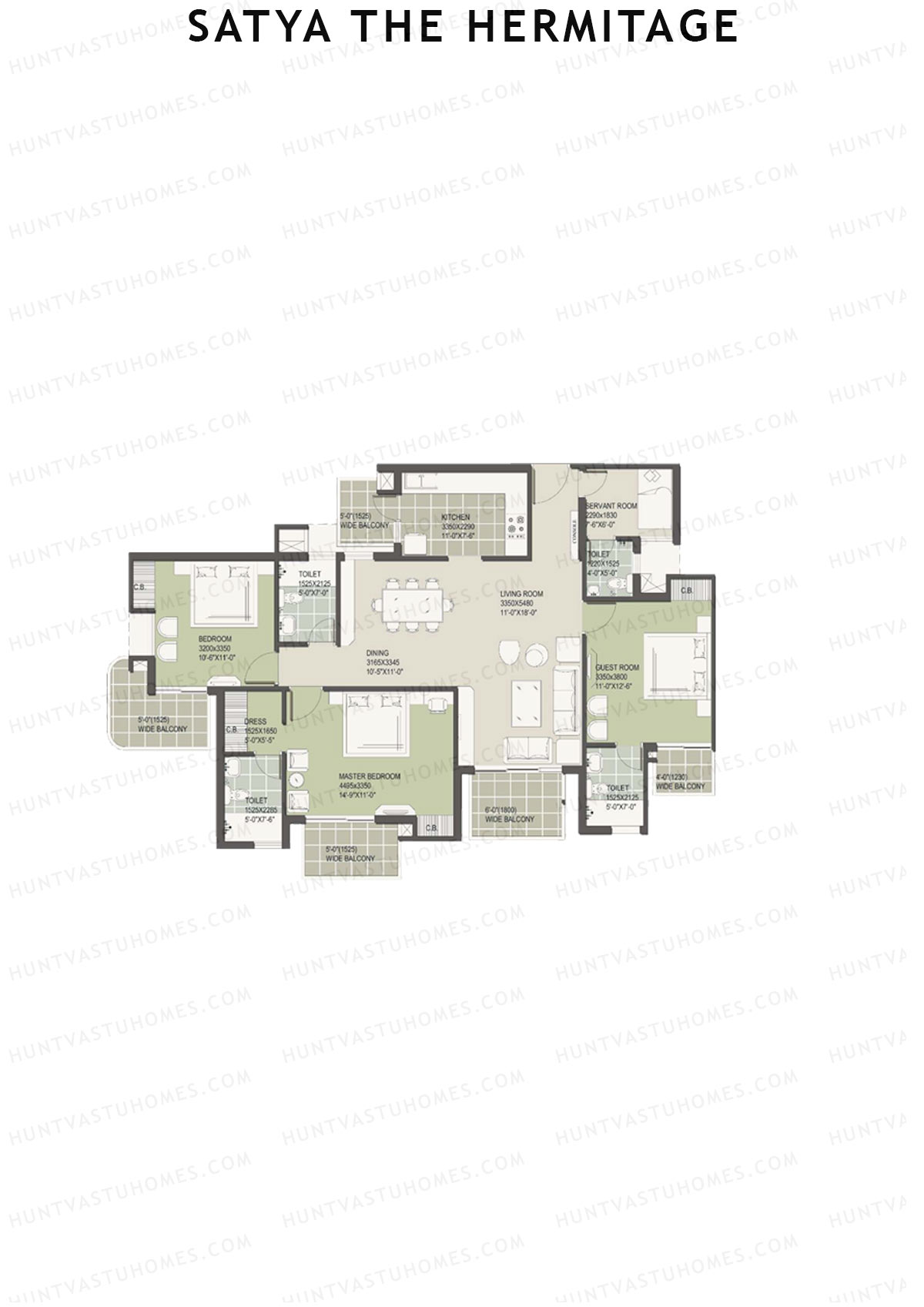 Satya The Hermitage Tower 3 Unit 4 (Type A) Floor Plan