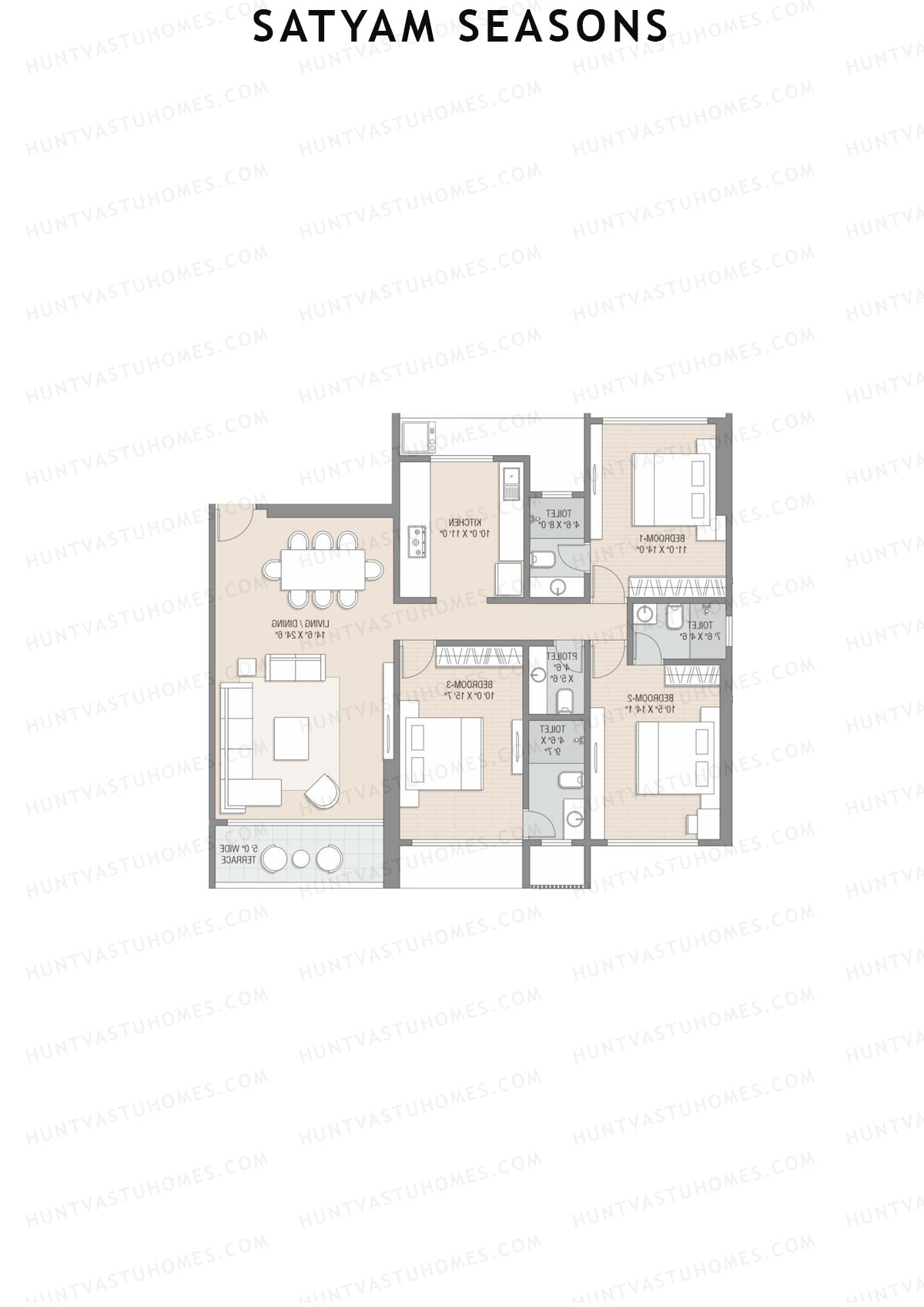 Satyam Seasons Tower A Unit 1 Floor Plan