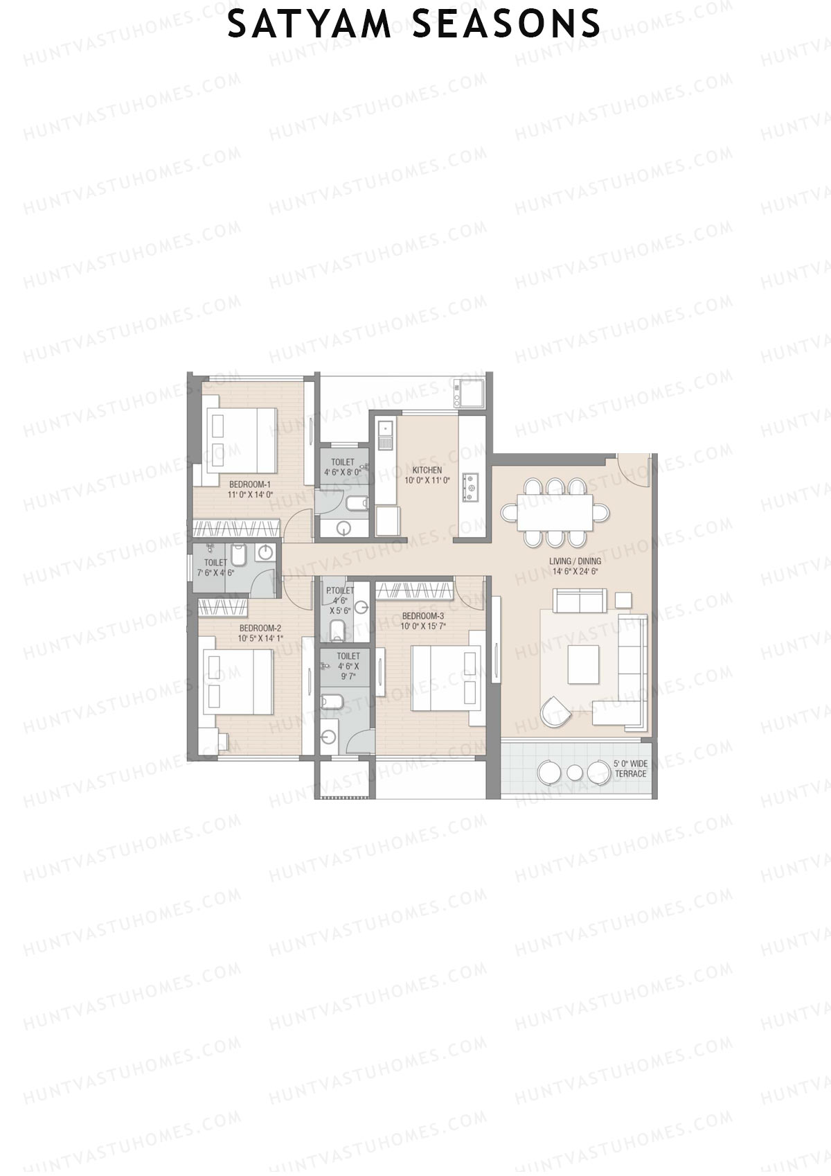 Satyam Seasons Tower A Unit 2 Floor Plan