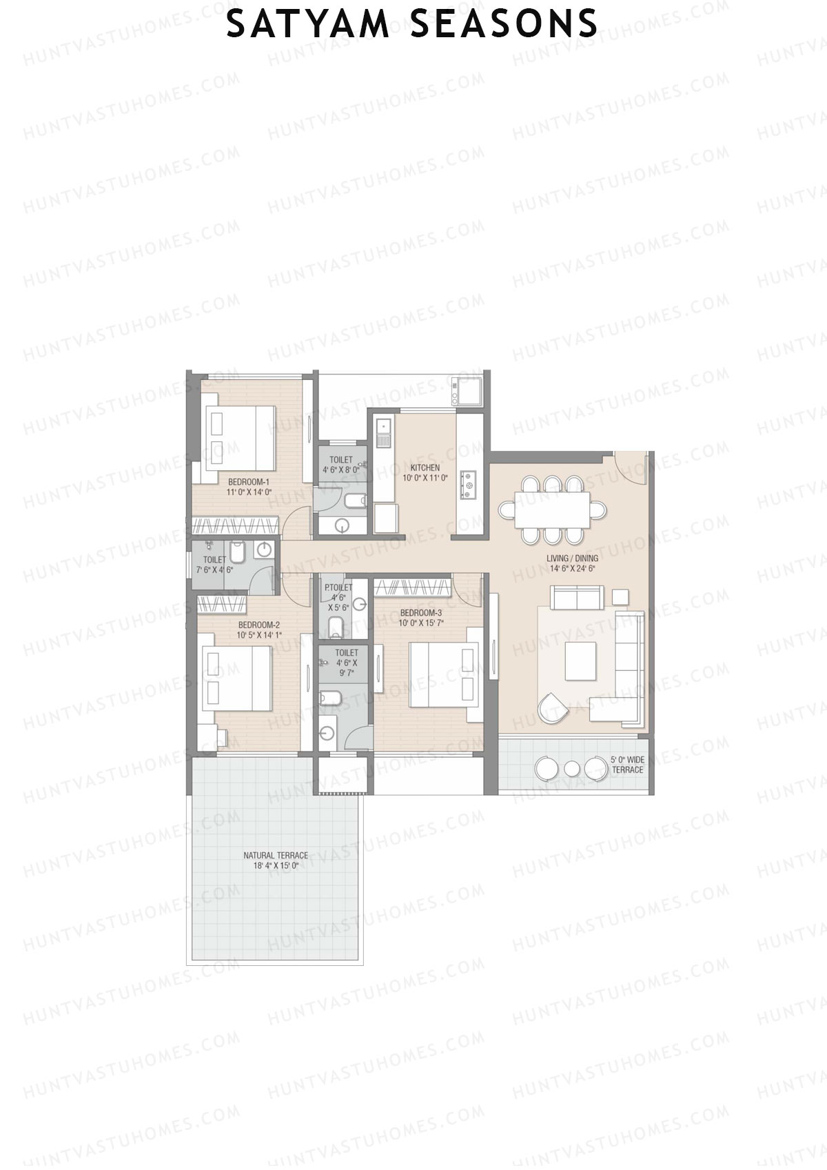 Satyam Seasons Tower A Unit 2 Floor Plan