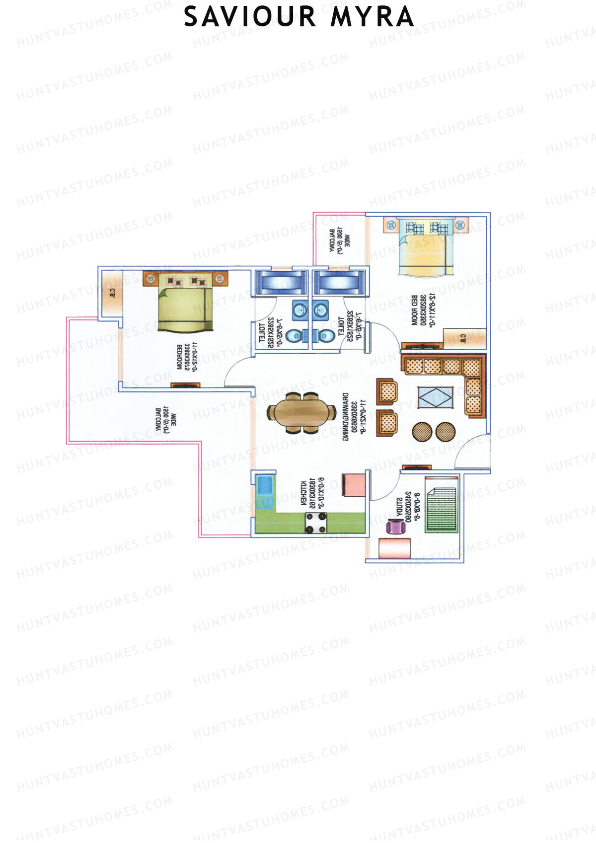 Saviour Myra, Block Myra, Unit 10, 2BHK, Super Area 1235   sq ft 