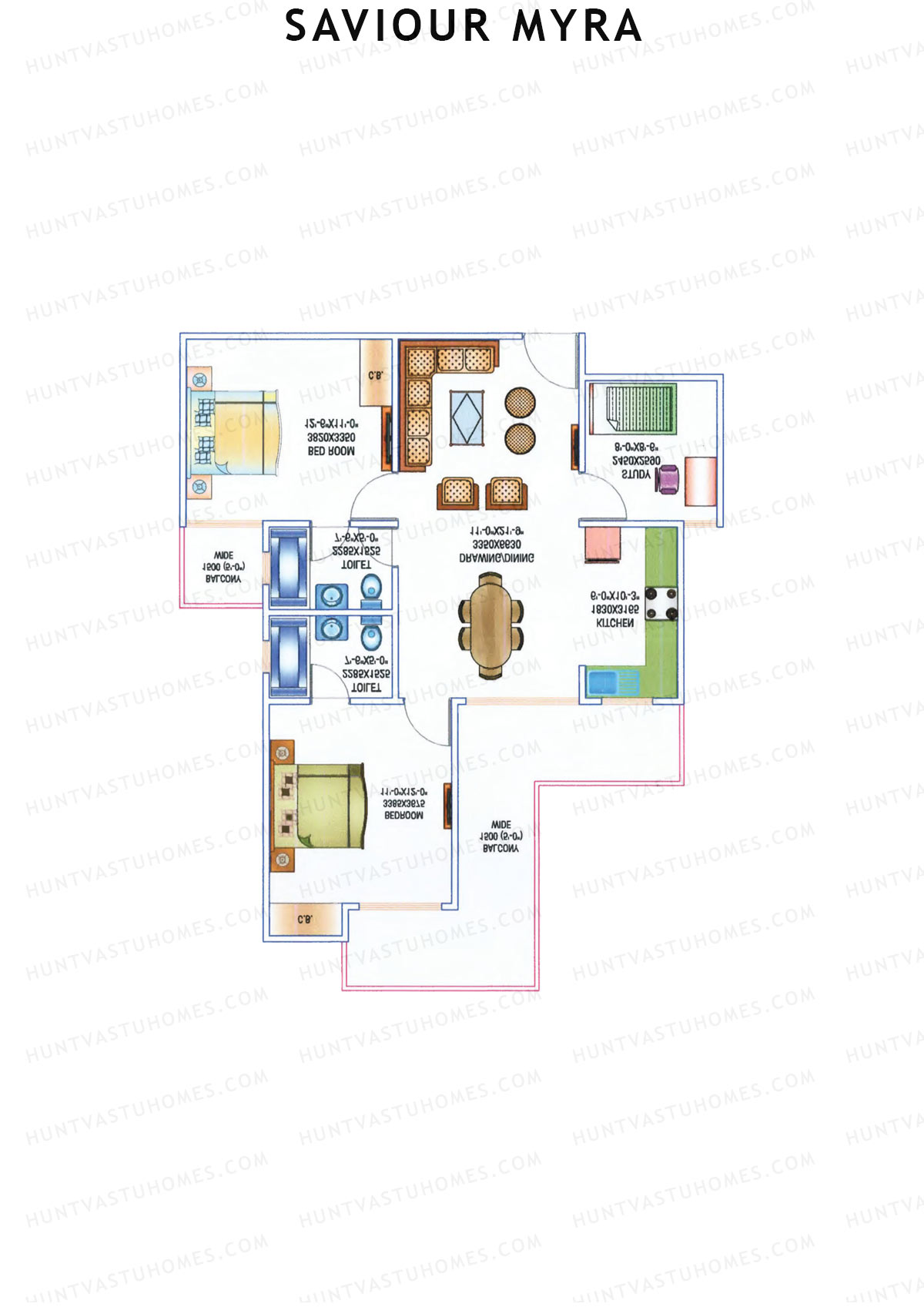 Saviour Myra, Block Myra, Unit 5, 2BHK, Super Area 1235   sq ft 