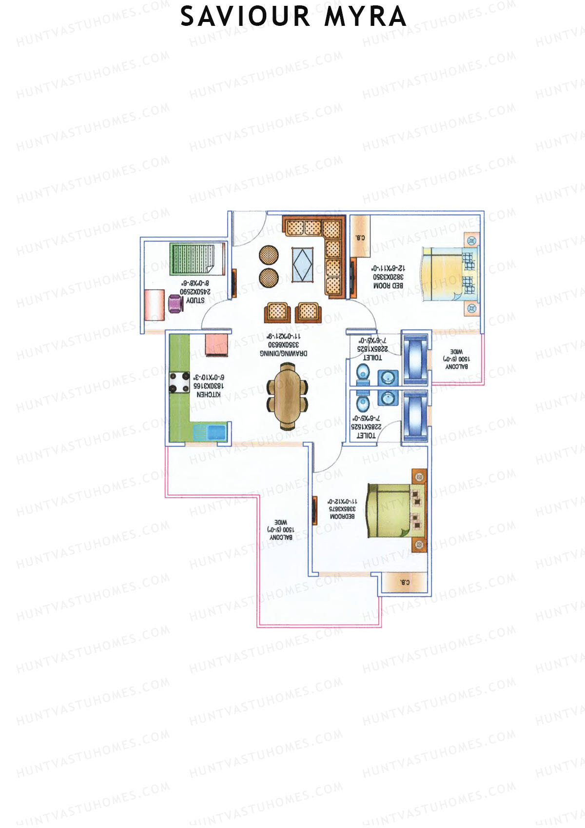Saviour Myra, Block Myra, Unit 8, 2BHK, Super Area 1235   sq ft 