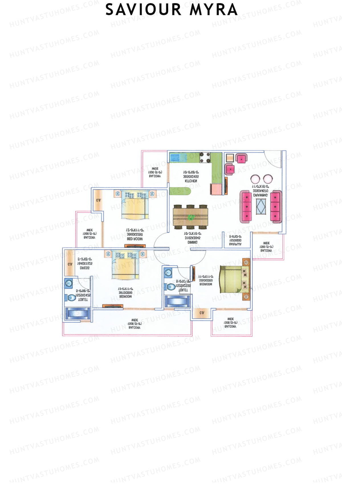 Saviour Myra, Block Myra, Unit 9, 3BHK, Super Area 1535   sq ft 