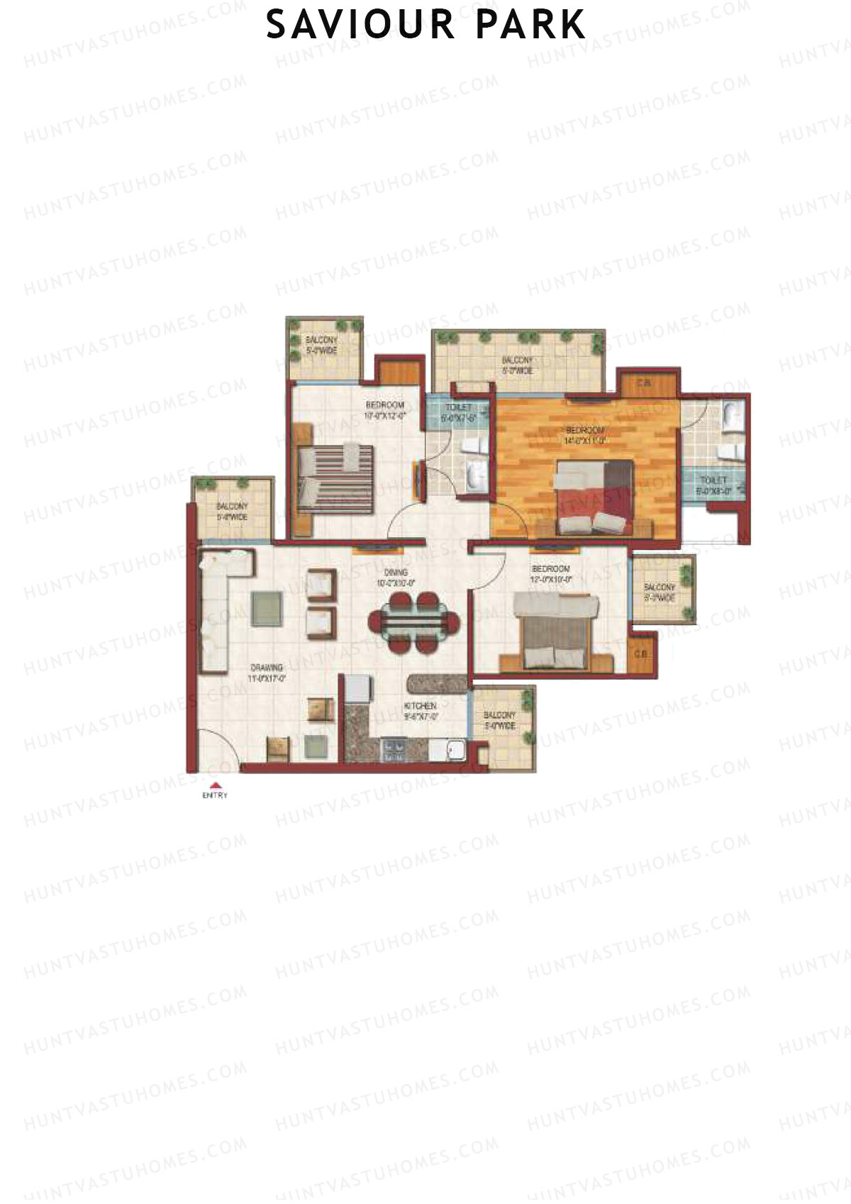 Saviour Park Brunia D6 Unit 2 (Type 3) Floor Plan
