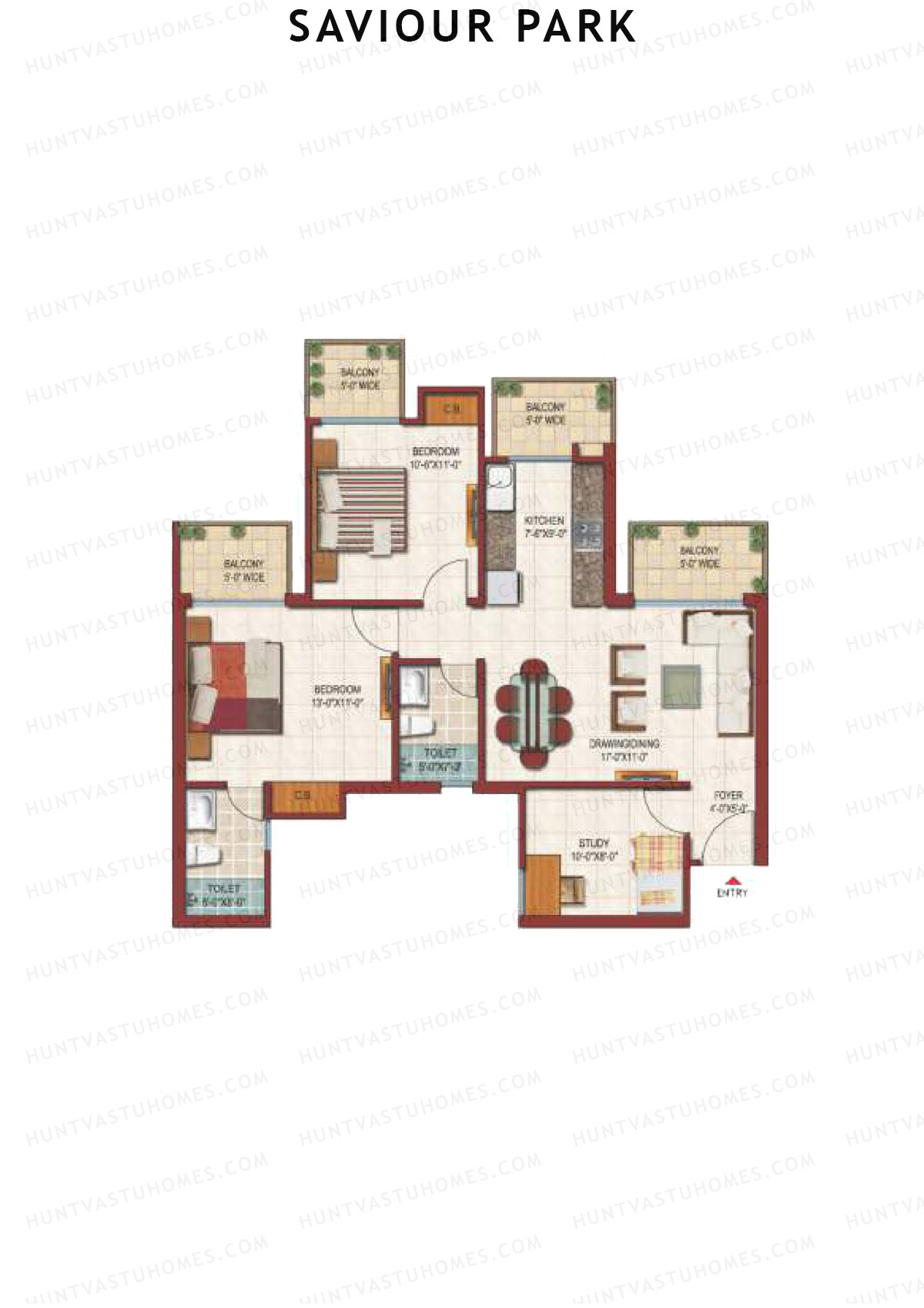Saviour Park Hazel B2 Unit 2 (Type 1) Floor Plan