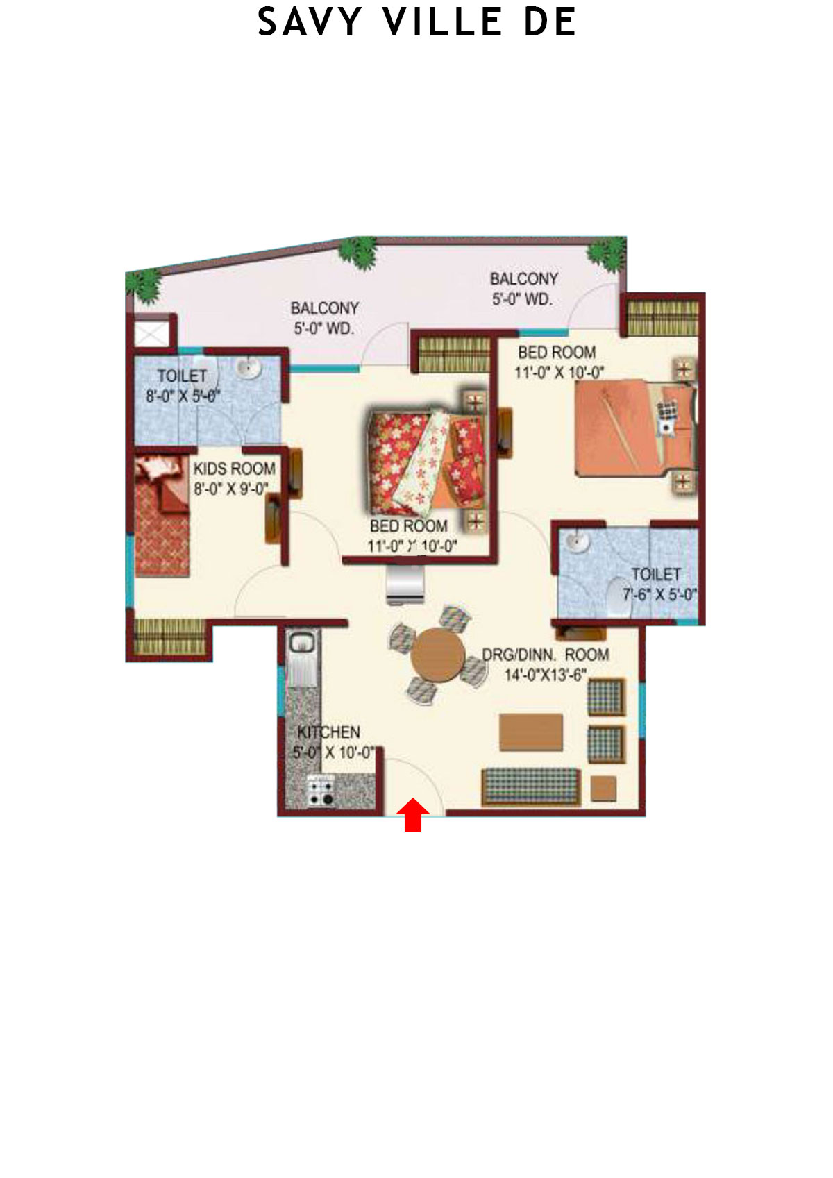 Savy Ville De Tower A Unit 1 Floor Plan