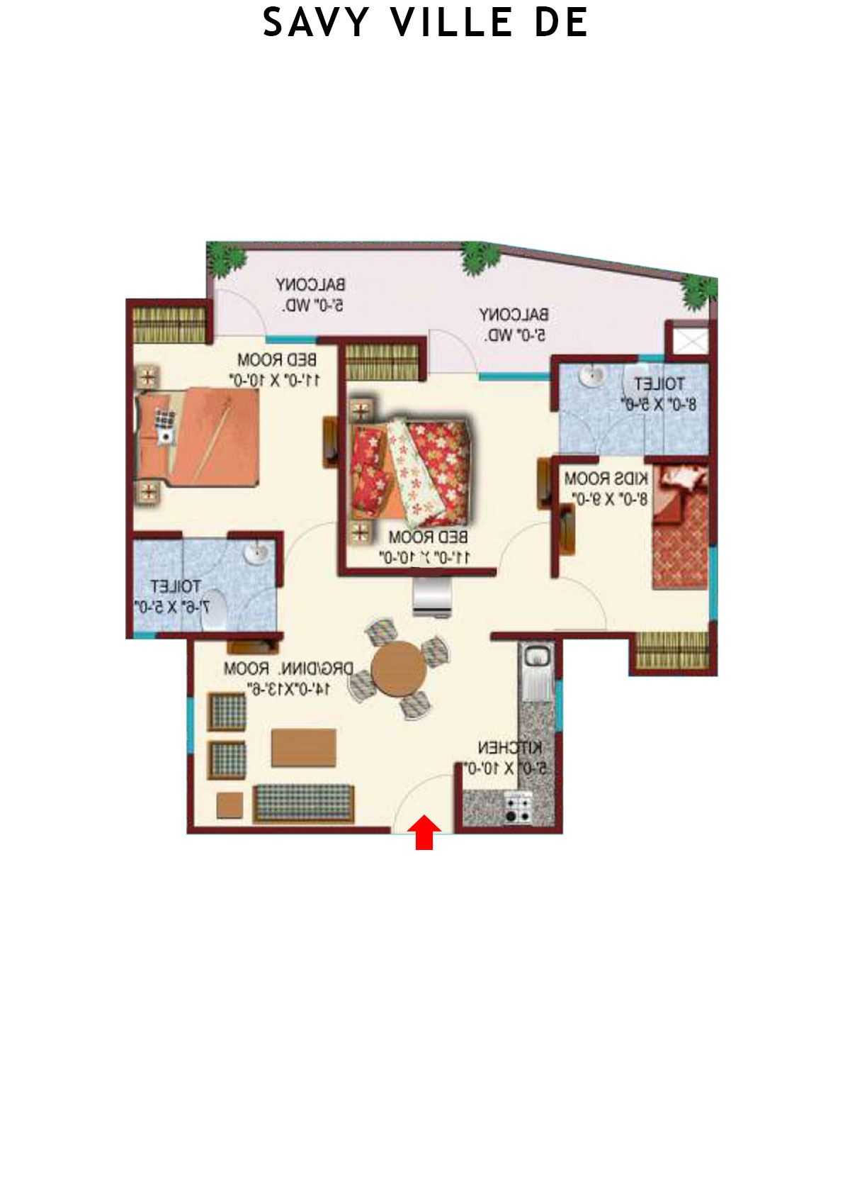 Savy Ville De Tower A Unit 2 Floor Plan