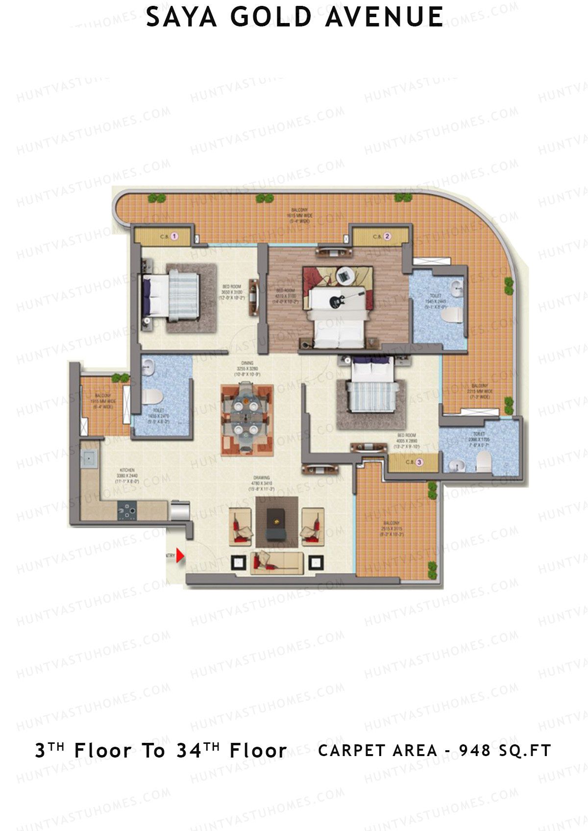 Saya Gold Avenue Tower SG1 Unit 4 Floor Plan
