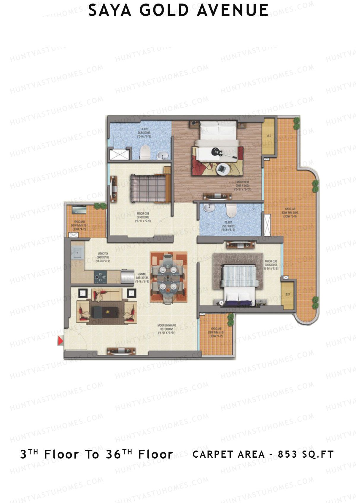 Saya Gold Avenue Tower SG2 Unit 2 Floor Plan