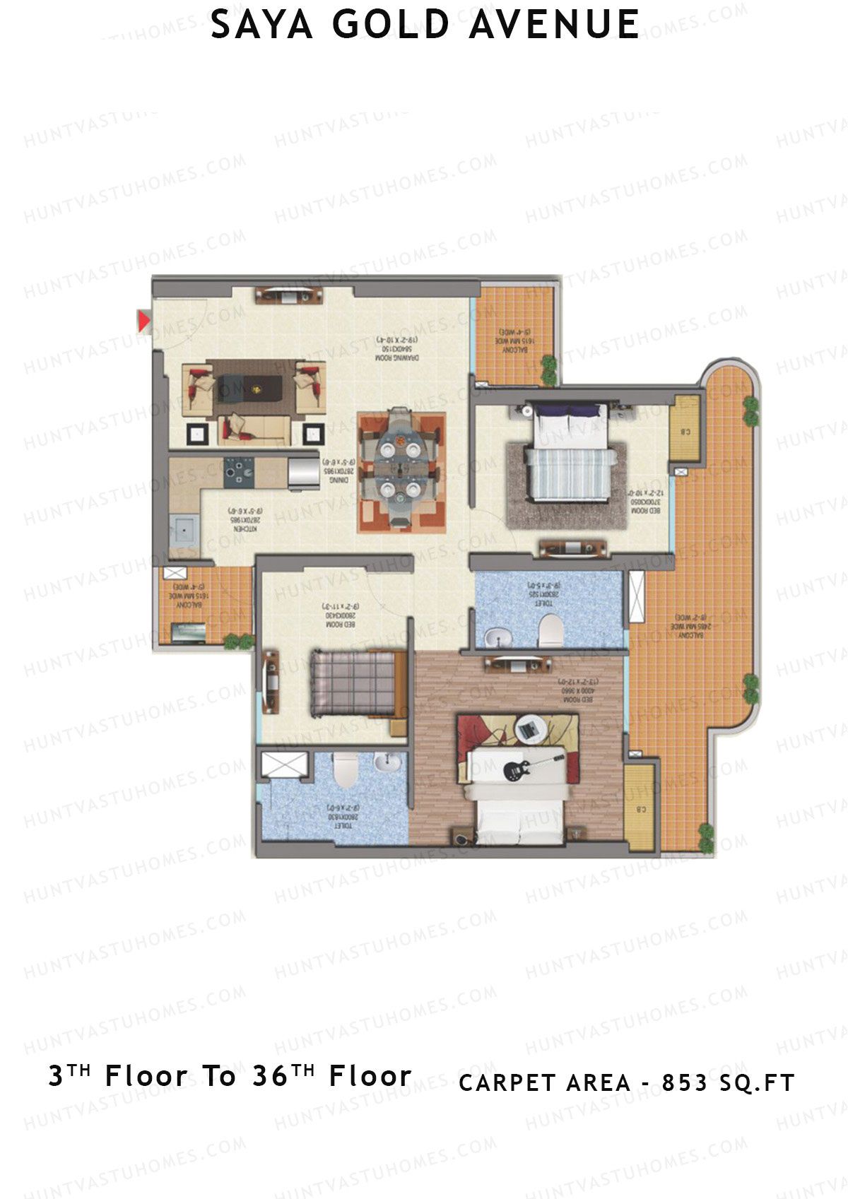 Saya Gold Avenue Tower SG2 Unit 3 Floor Plan