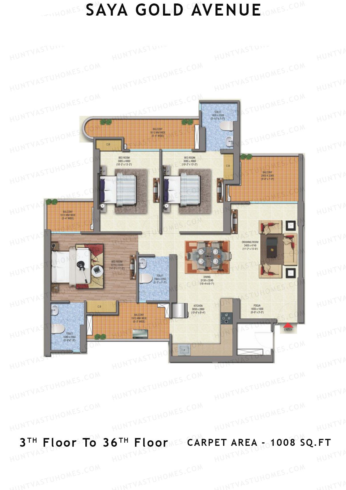 Saya Gold Avenue Tower SG3 Unit 3 Floor Plan