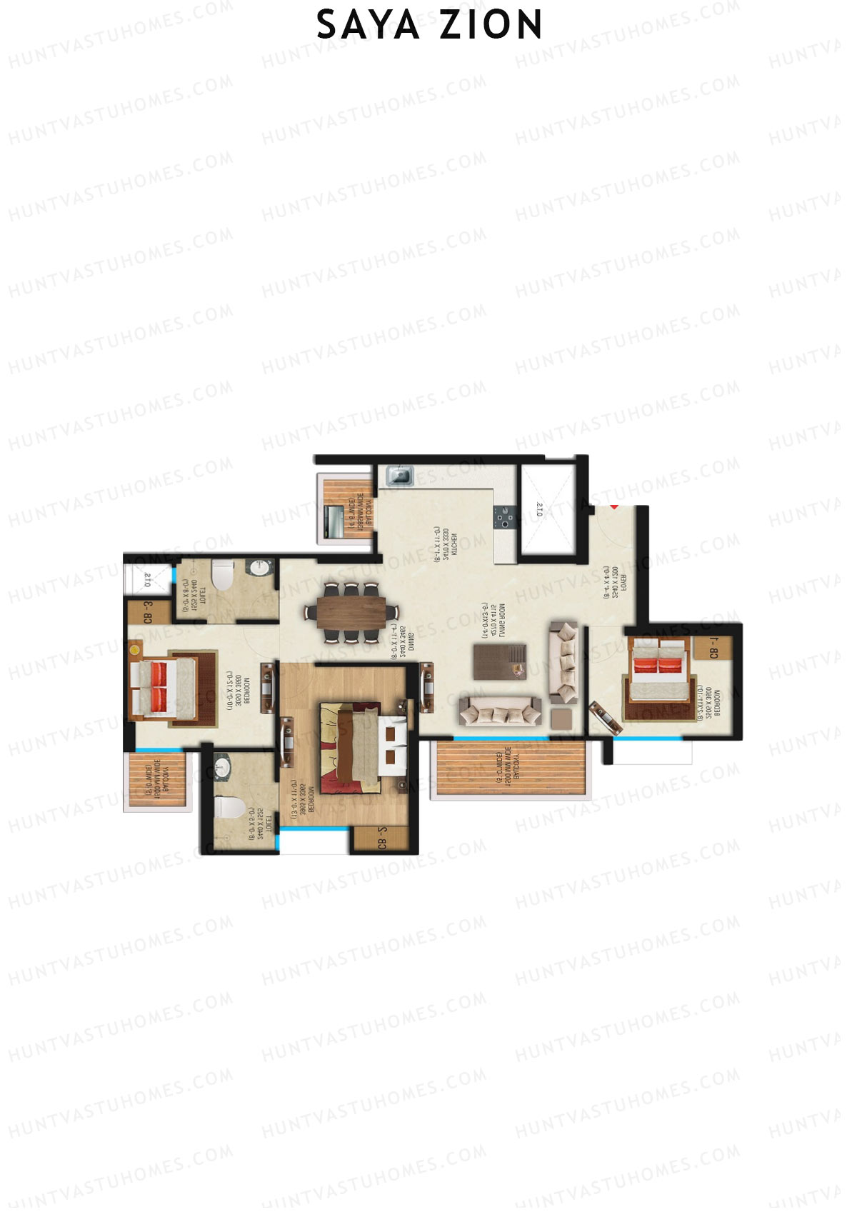 Saya Zion Tower A Unit 1 (Type SZ-3B) Floor Plan