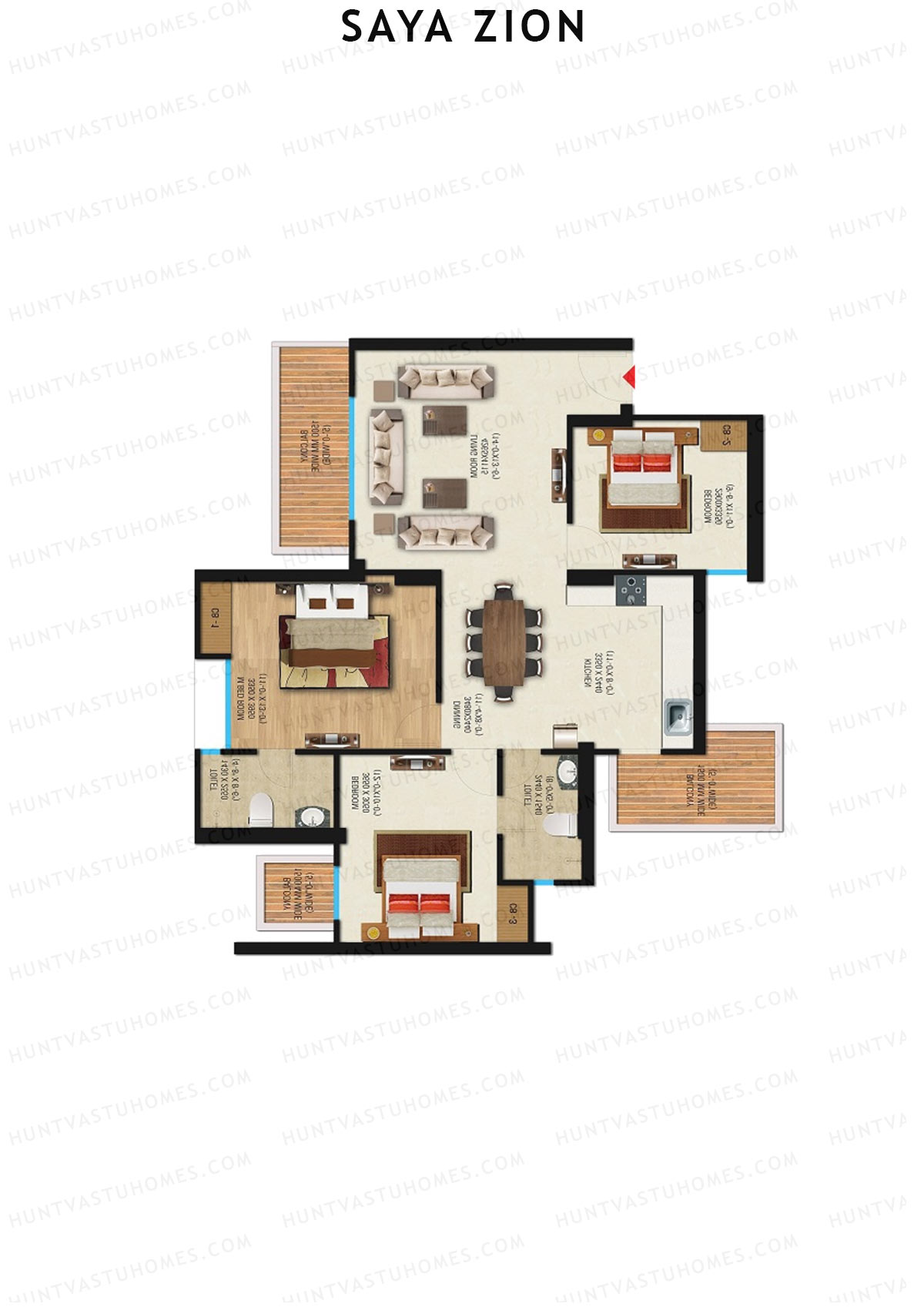 Saya Zion Tower B Unit 5 (Type SZ-3) Floor Plan