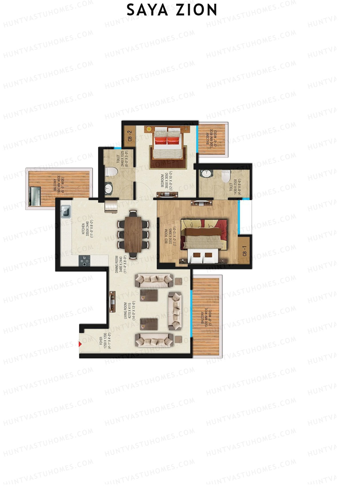Saya Zion Tower B Unit 7 (Type SZ-2) Floor Plan