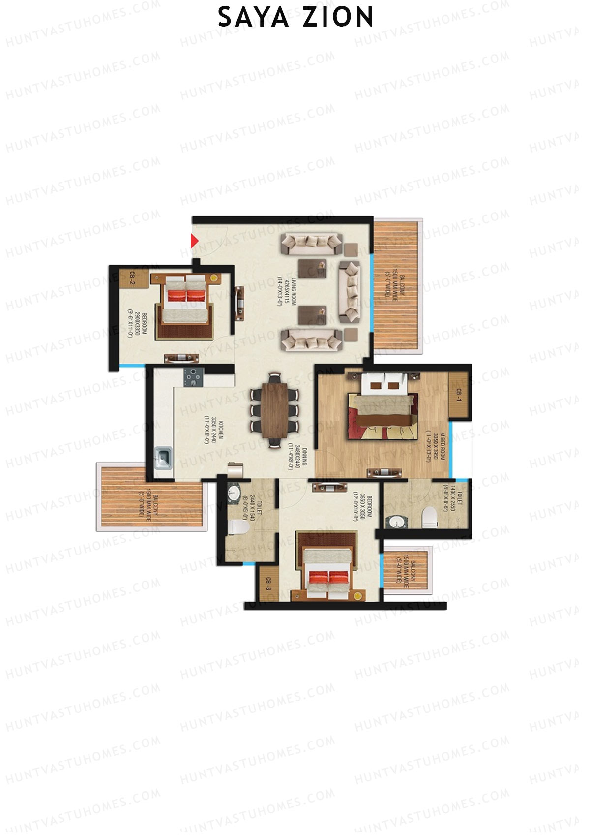 Saya Zion Tower B Unit 8 (Type SZ-3) Floor Plan