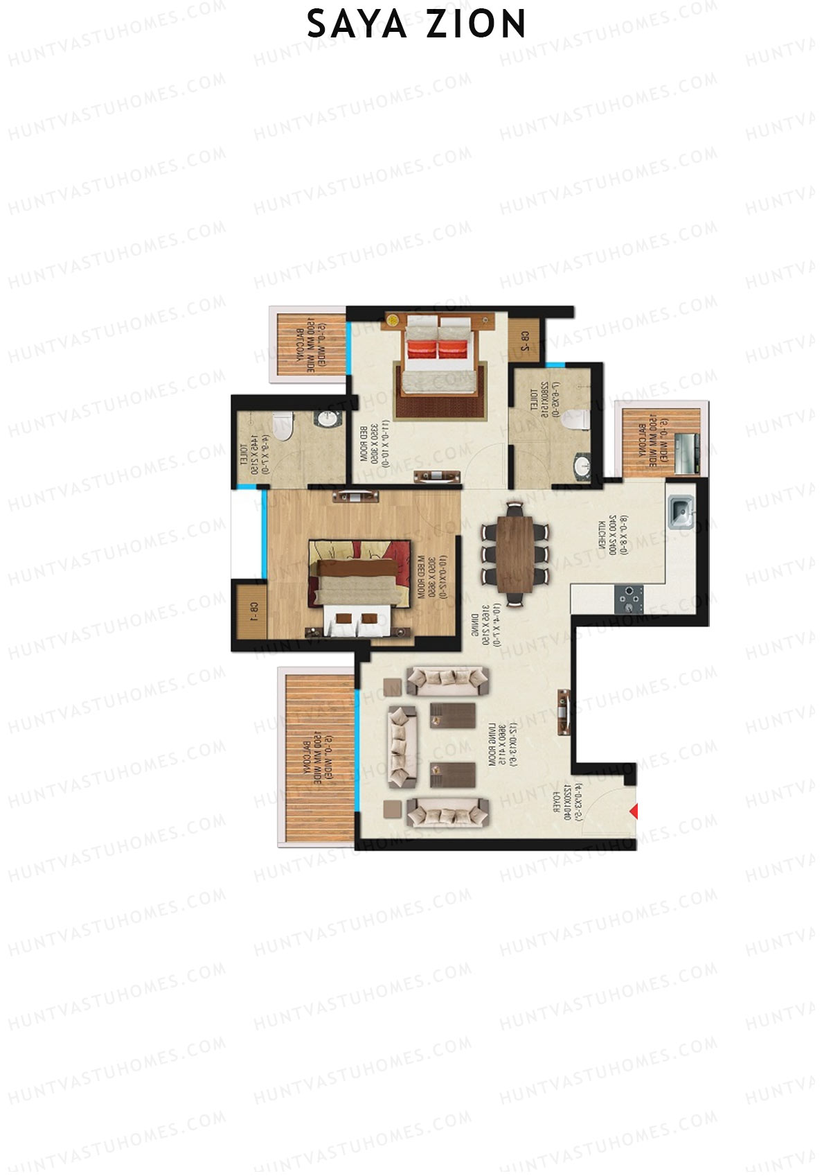 Saya Zion Tower F Unit 22 (Type SZ-2A) Floor Plan