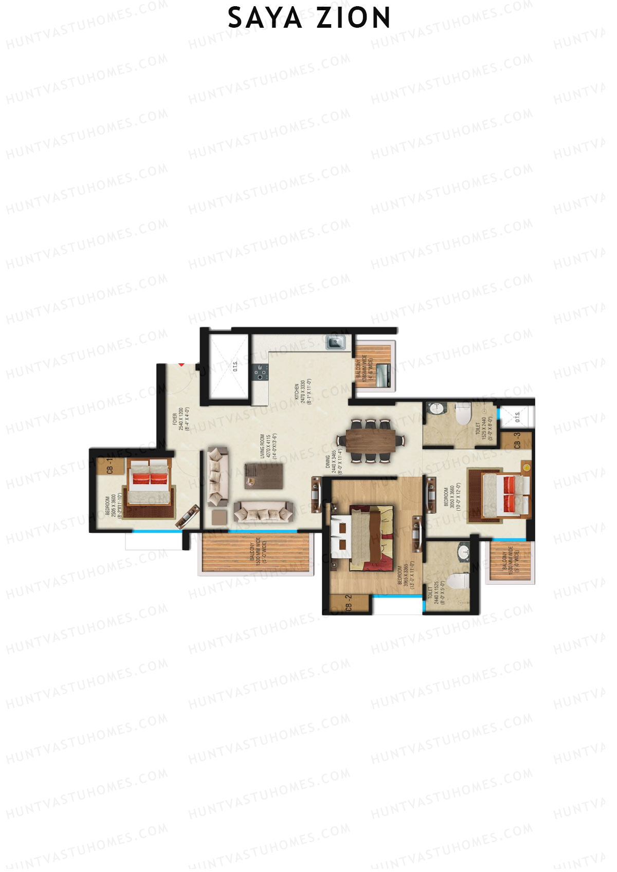 Saya Zion Tower F Unit 24 (Type SZ-3B) Floor Plan