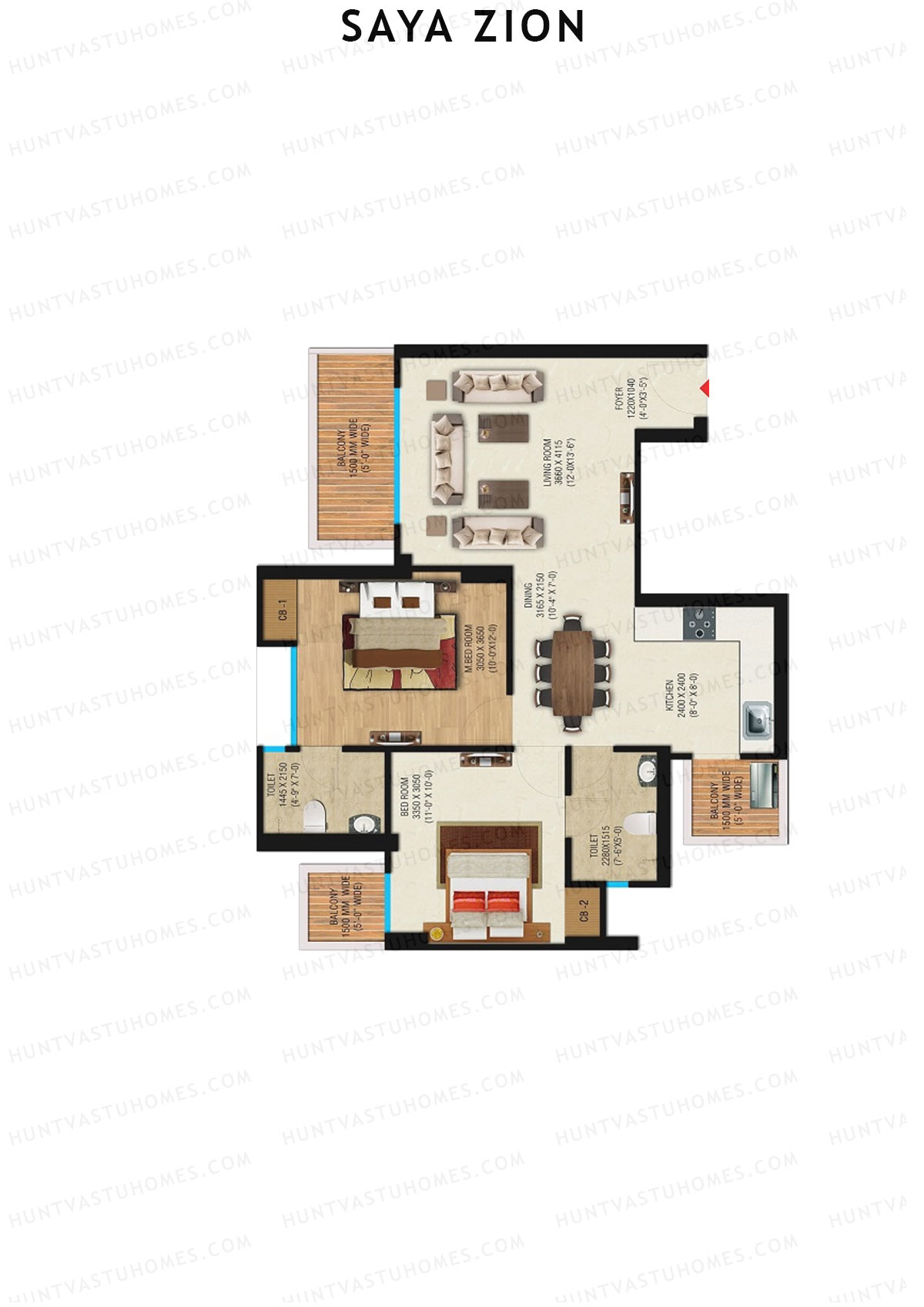 Saya Zion Tower G Unit 25 (Type SZ-2A) Floor Plan