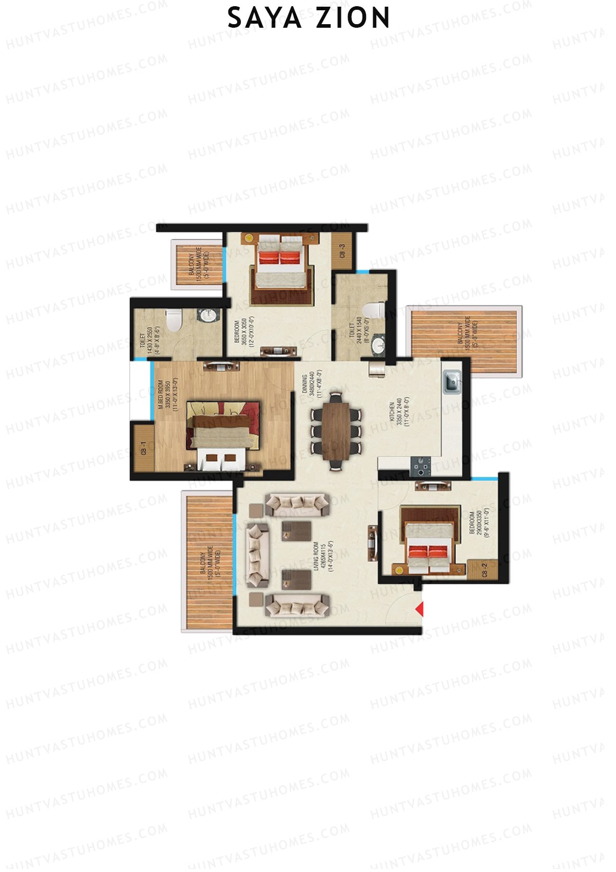 Saya Zion Tower G Unit 26 (Type SZ-3) Floor Plan