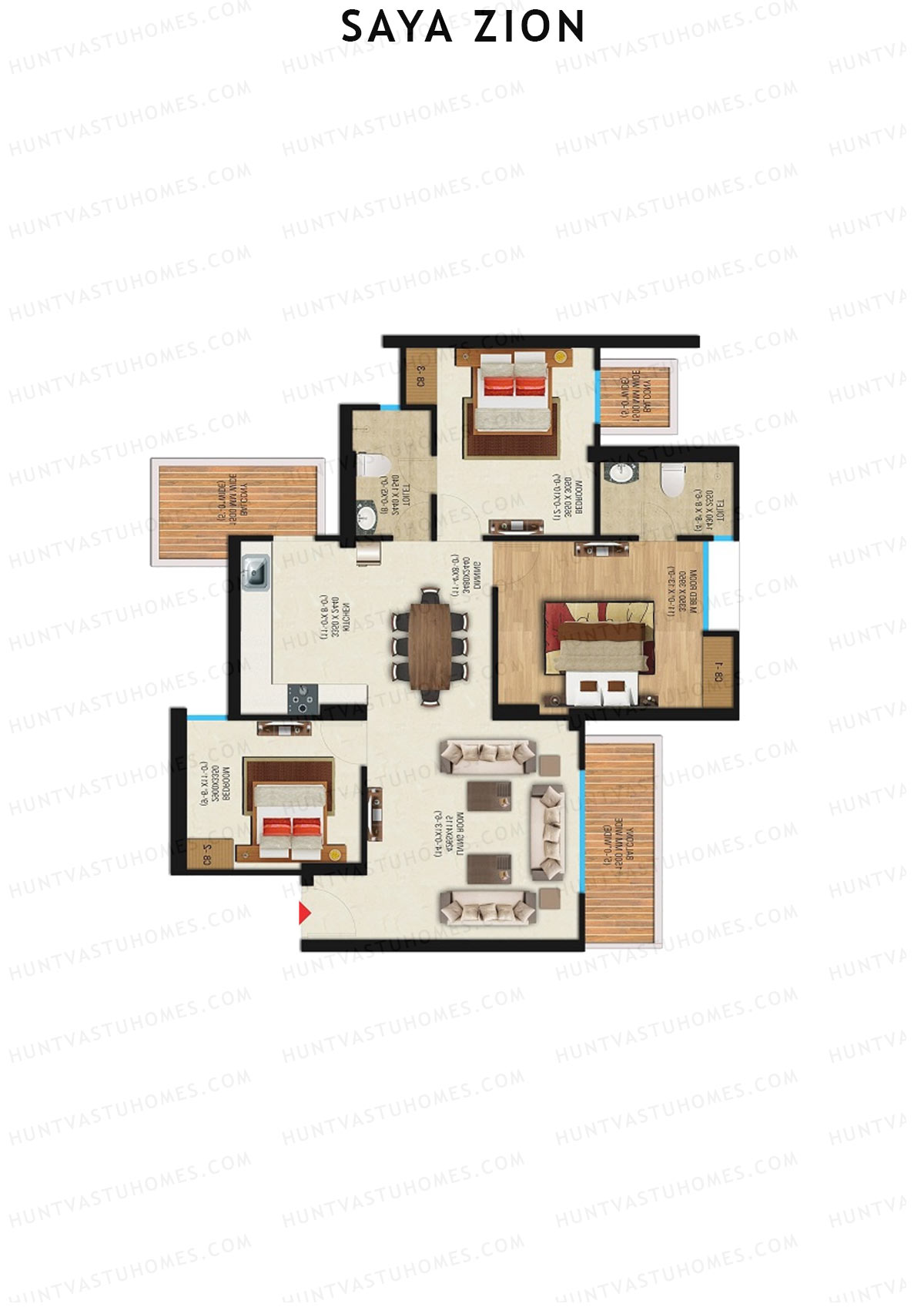 Saya Zion Tower G Unit 27 (Type SZ-3) Floor Plan