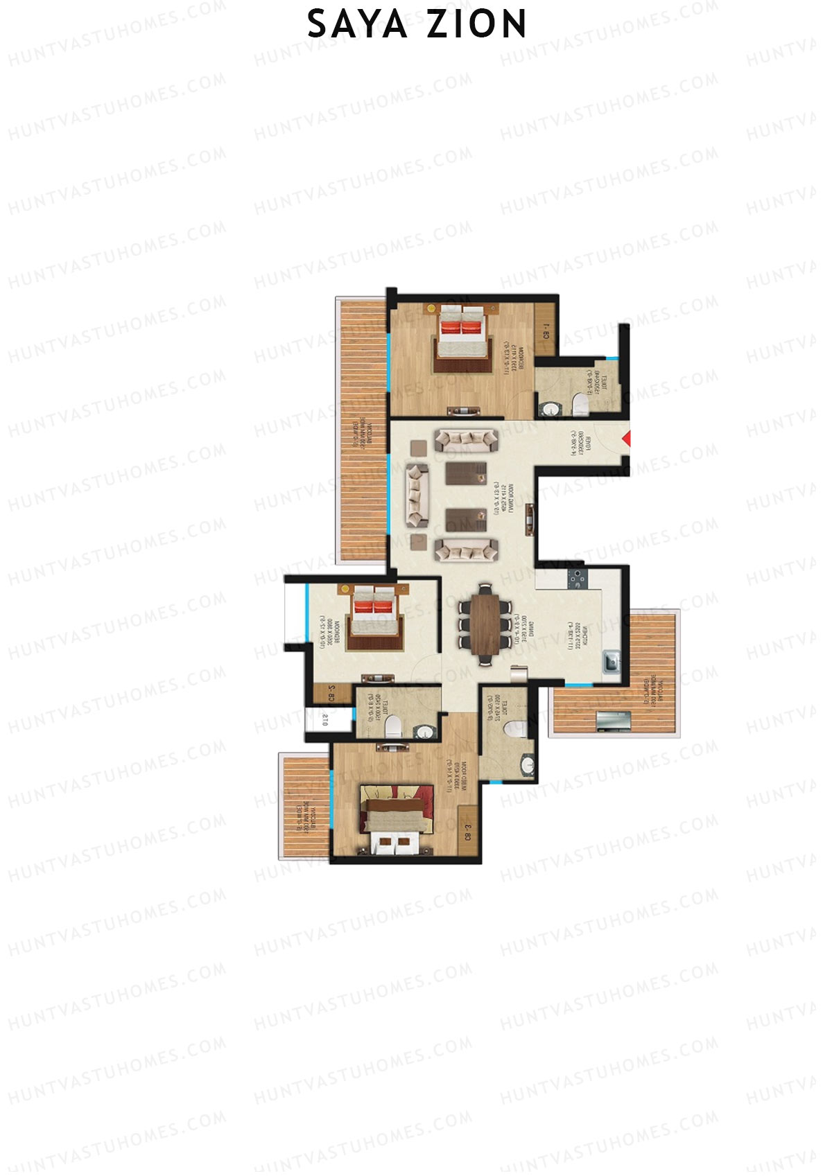 Saya Zion Tower H Unit 29 (Type SZ-3A) Floor Plan