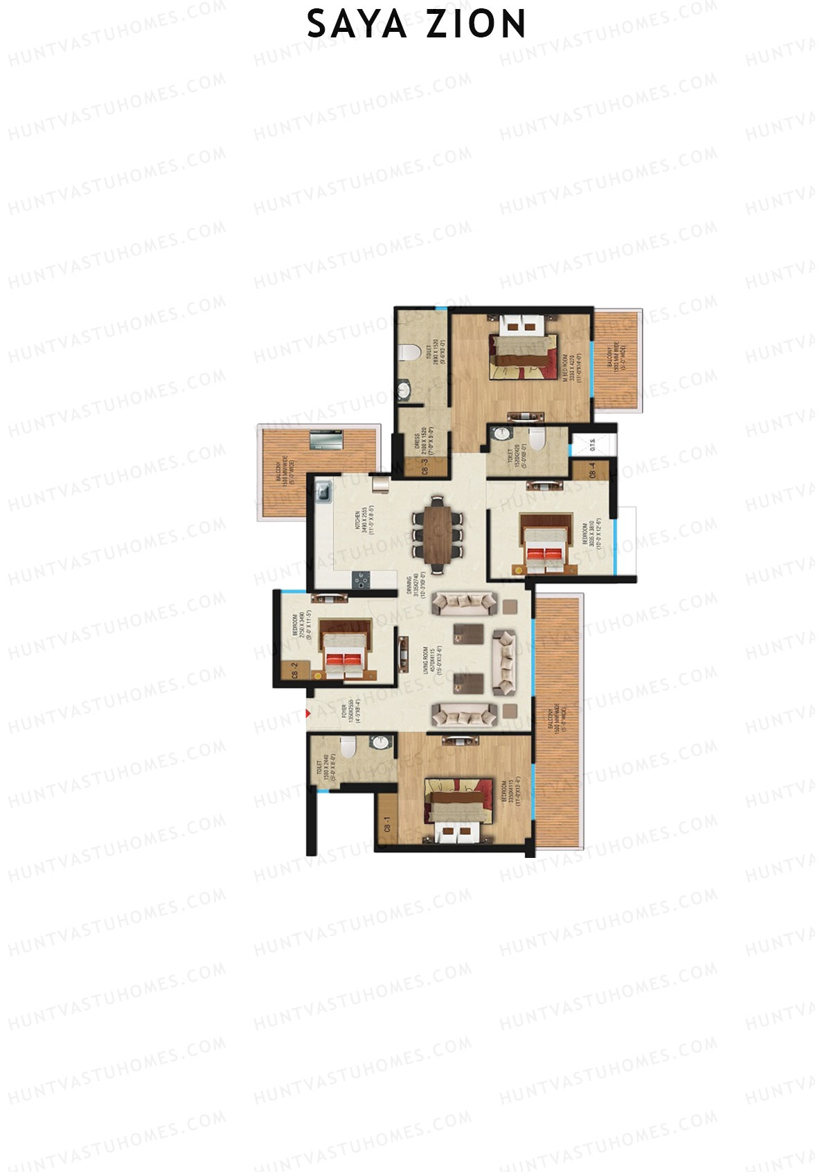 Saya Zion Tower H Unit 31 (Type SZ-4) Floor Plan