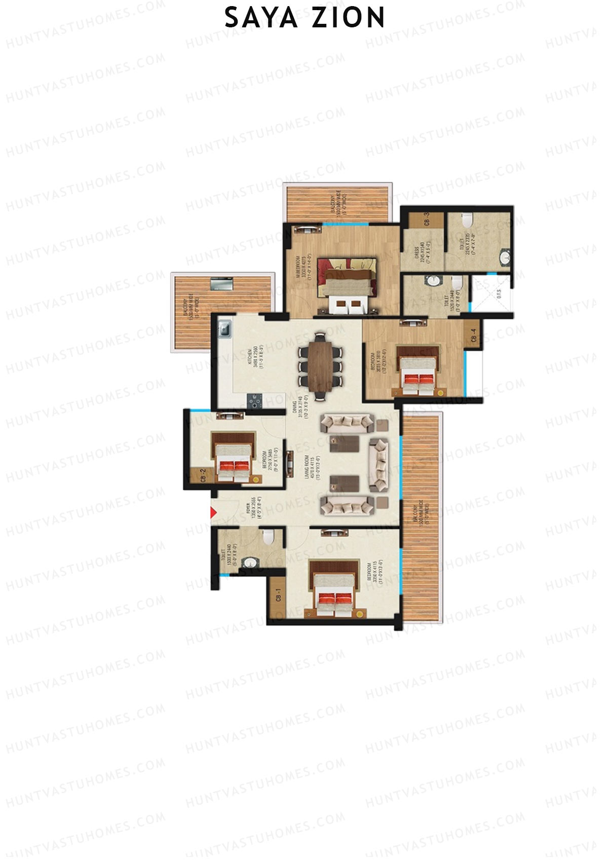 Saya Zion Tower I Unit 35 (Type SZ-4A) Floor Plan