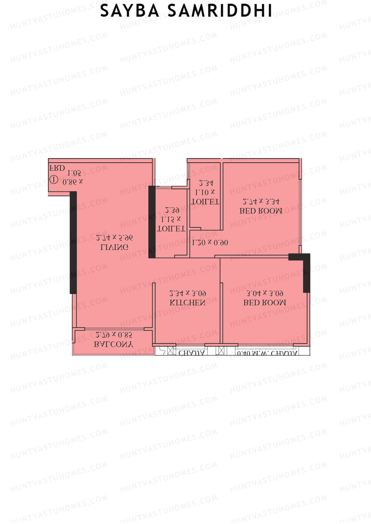 Sayba Samriddhi, Tower A, Unit 2, 2BHK, Carpet Area 585   sq ft 
