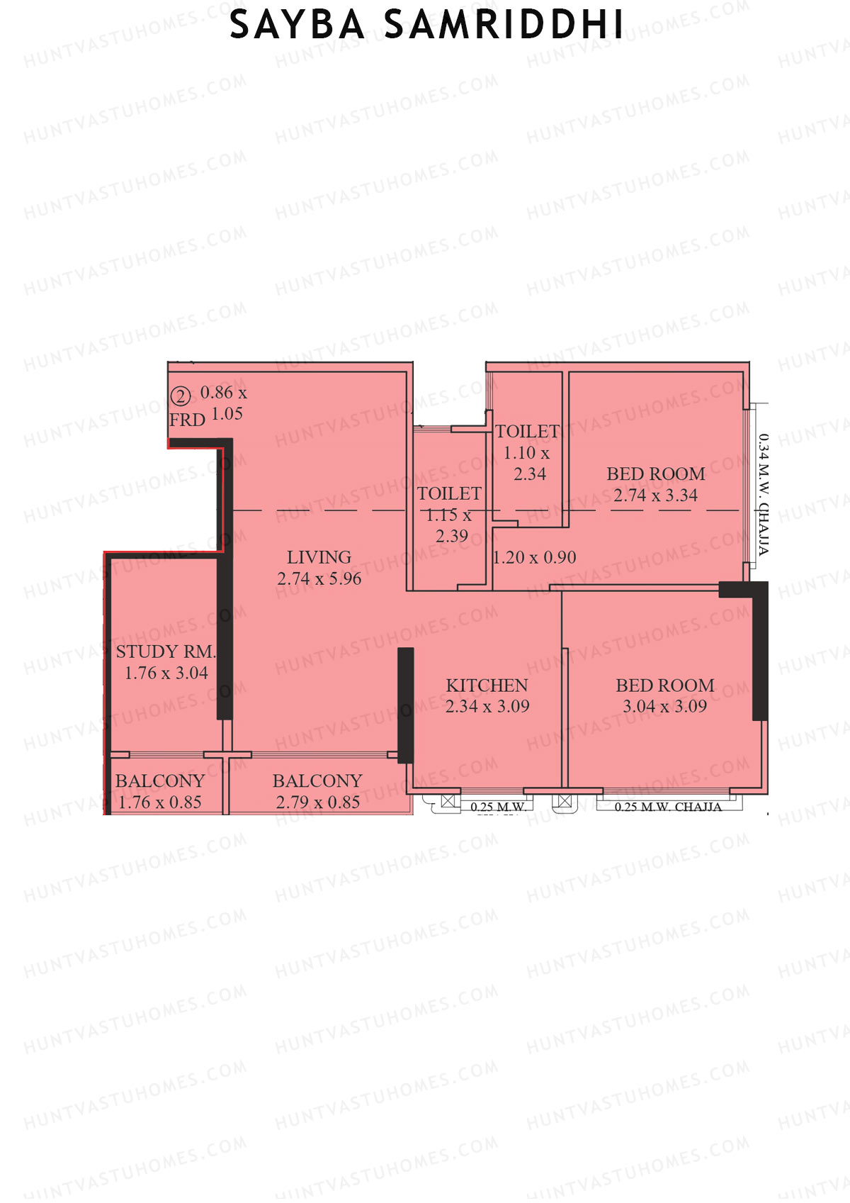 Sayba Samriddhi, Tower A, Unit 2, 2BHK, Carpet Area 668   sq ft 