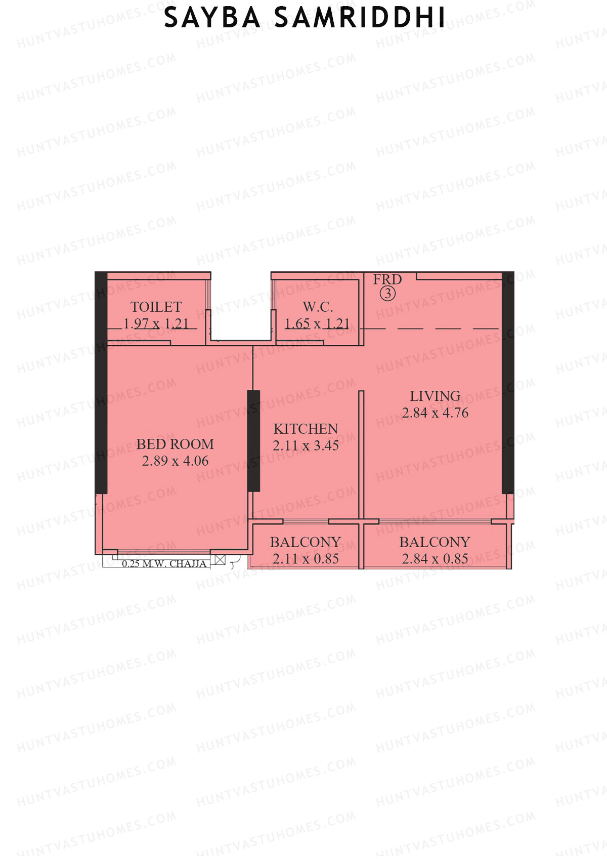 Sayba Samriddhi, Tower A, Unit 3, 1BHK, Carpet Area 468   sq ft 