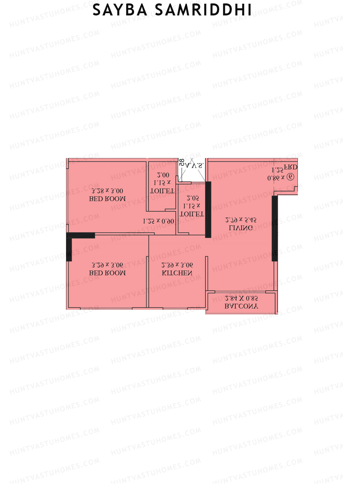 Sayba Samriddhi, Tower A, Unit 5, 2BHK, Carpet Area 584   sq ft 