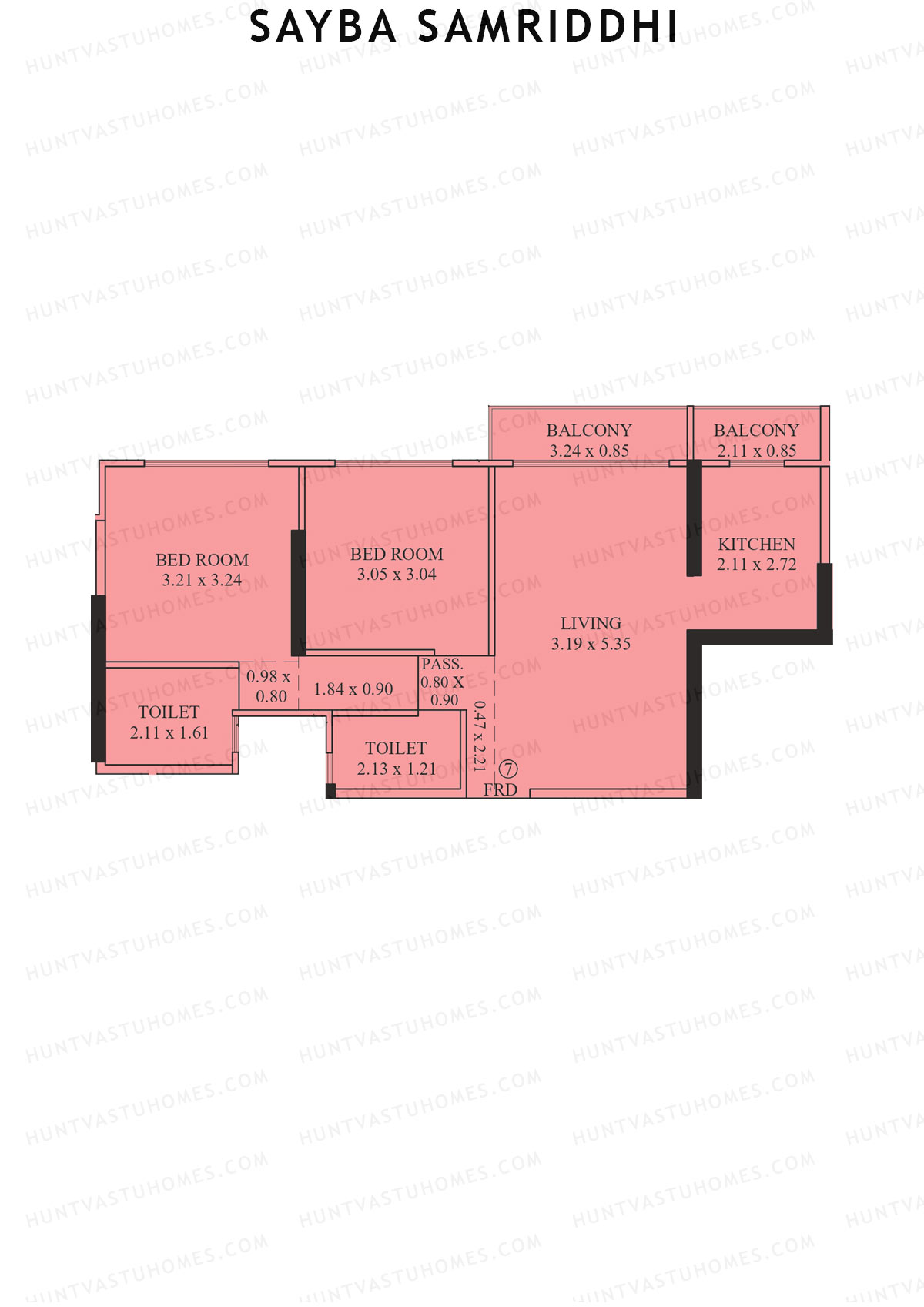 Sayba Samriddhi, Tower A, Unit 7, 2BHK, Carpet Area 648   sq ft 