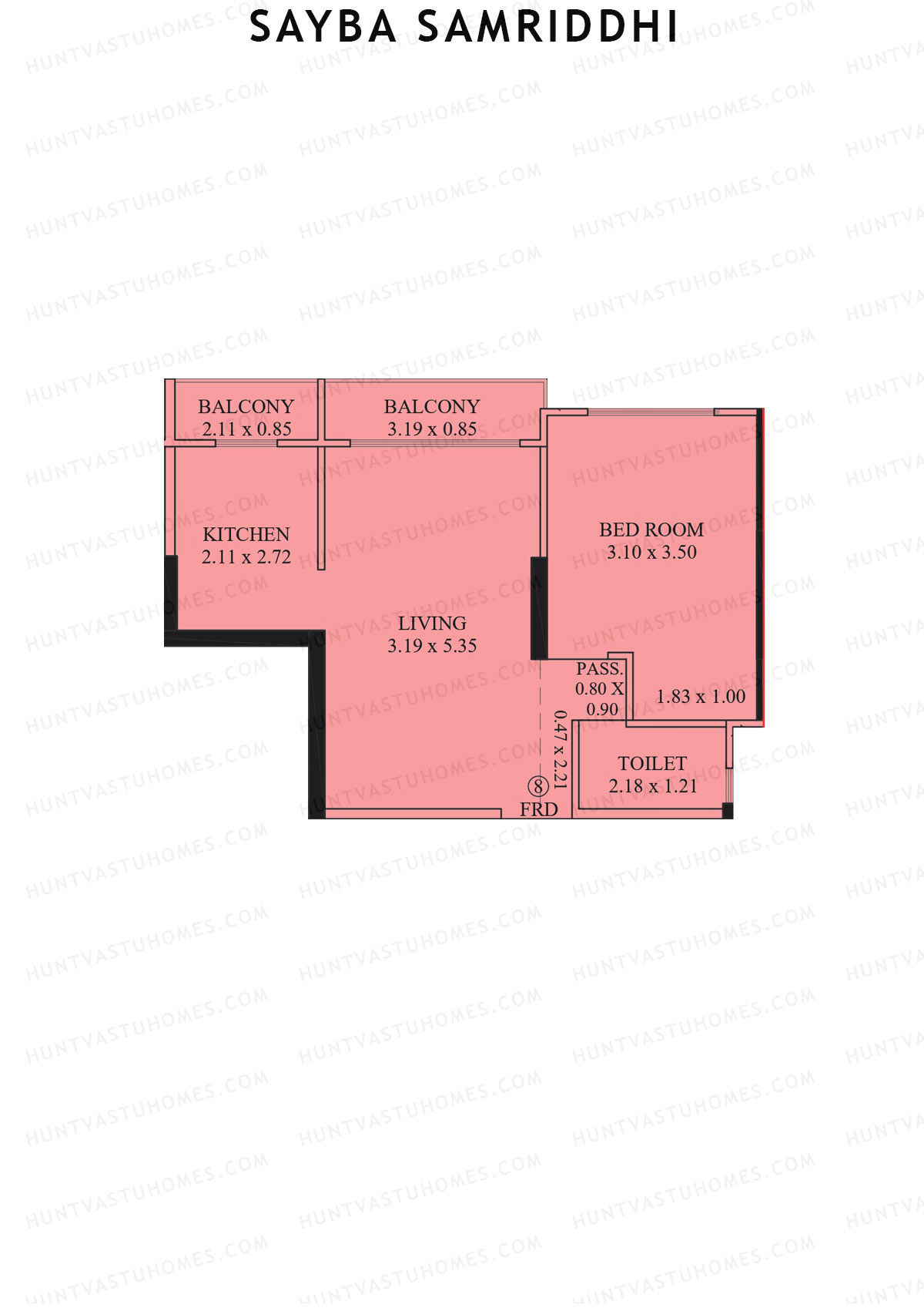 Sayba Samriddhi, Tower A, Unit 8, 1BHK, Carpet Area 502   sq ft 