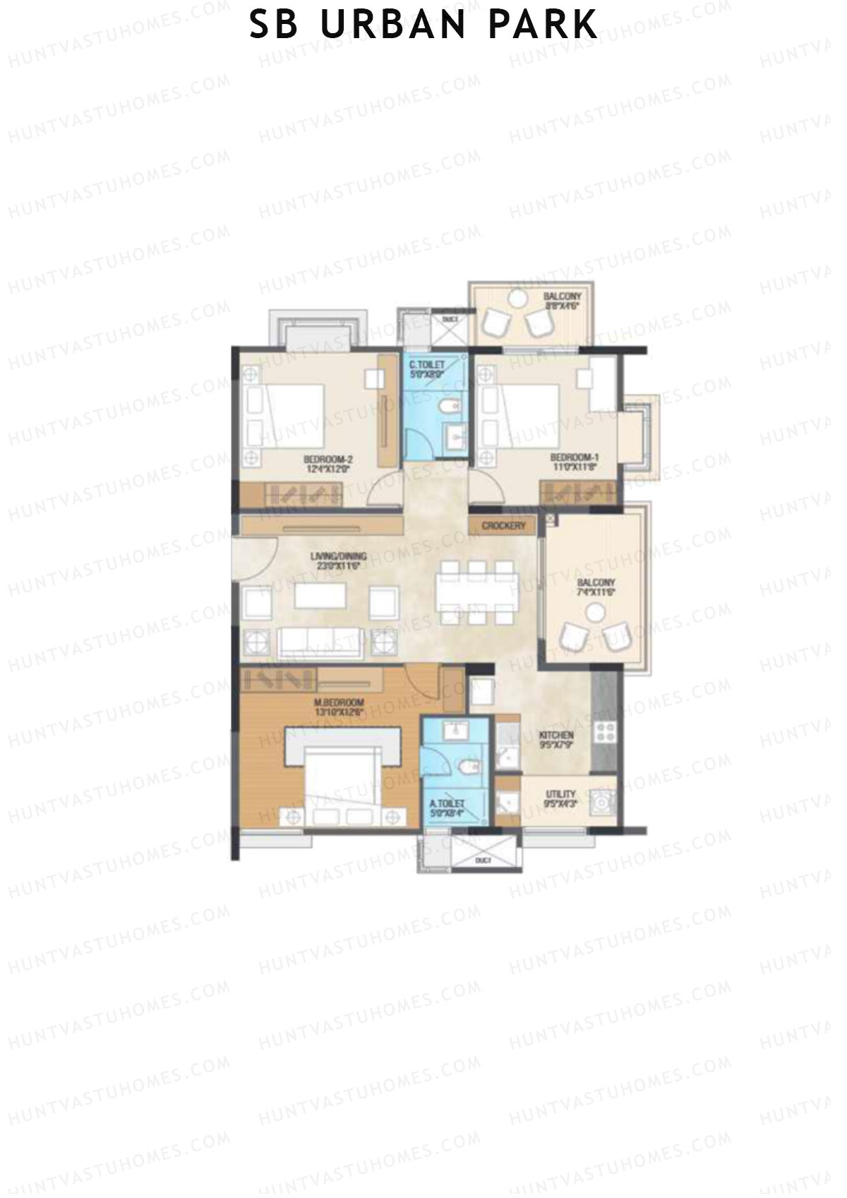 SB Urban Park Block B Unit 1 (Type 6A) Floor Plan