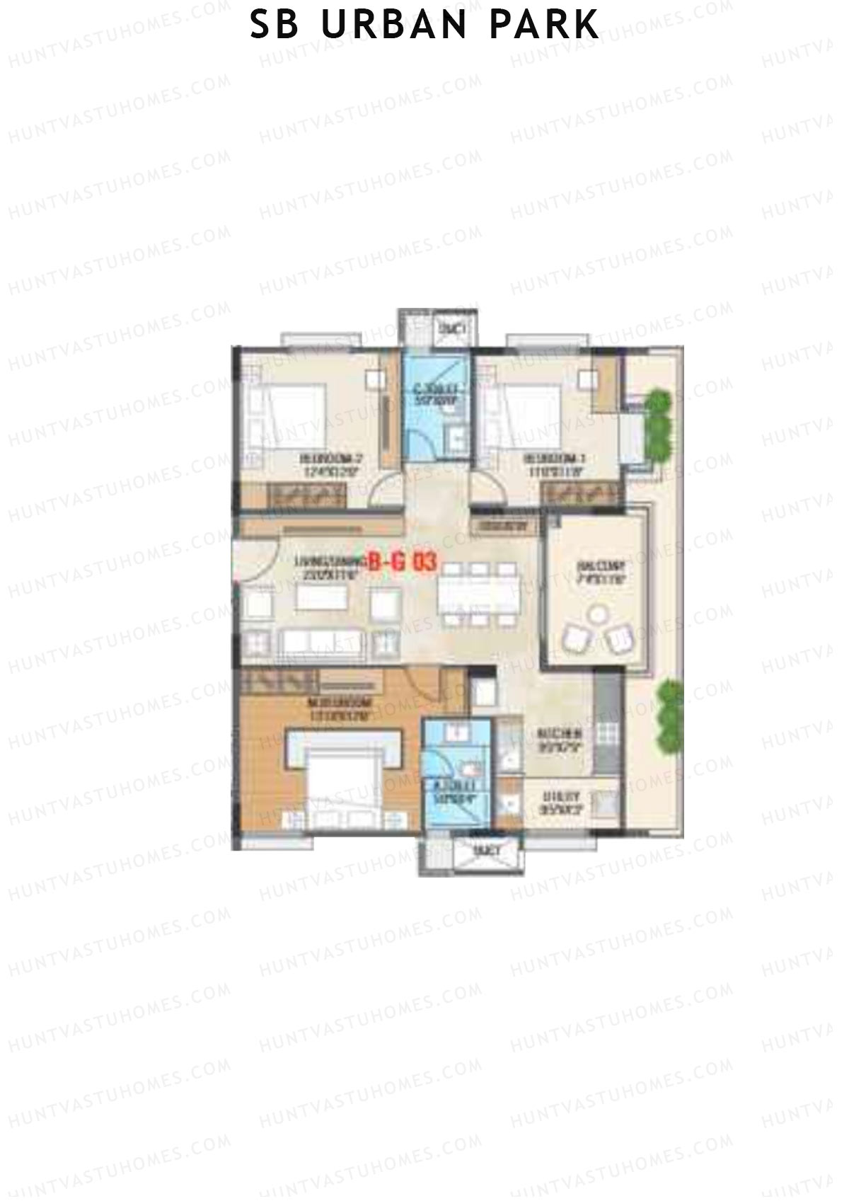 SB Urban Park Block B Unit 3 Floor Plan