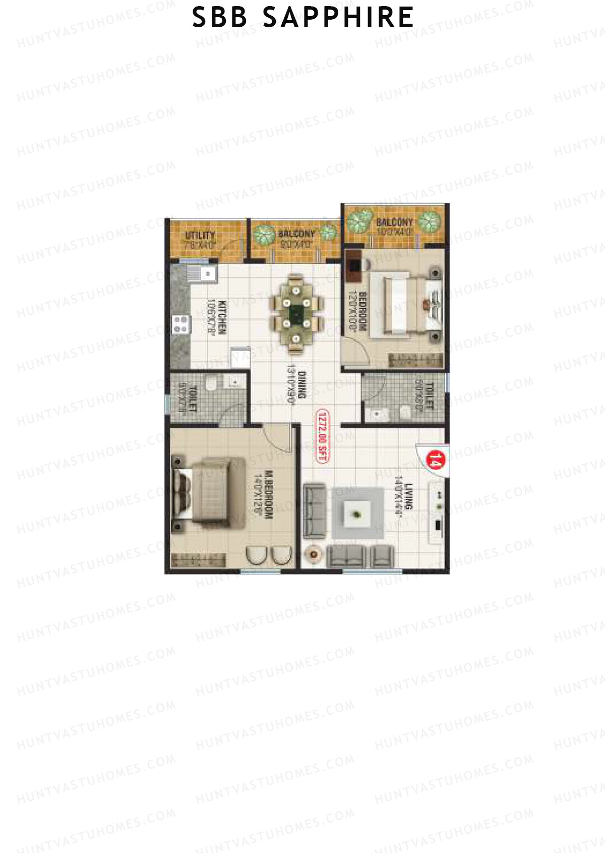 SBB Sapphire Block A Unit 14 Floor Plan