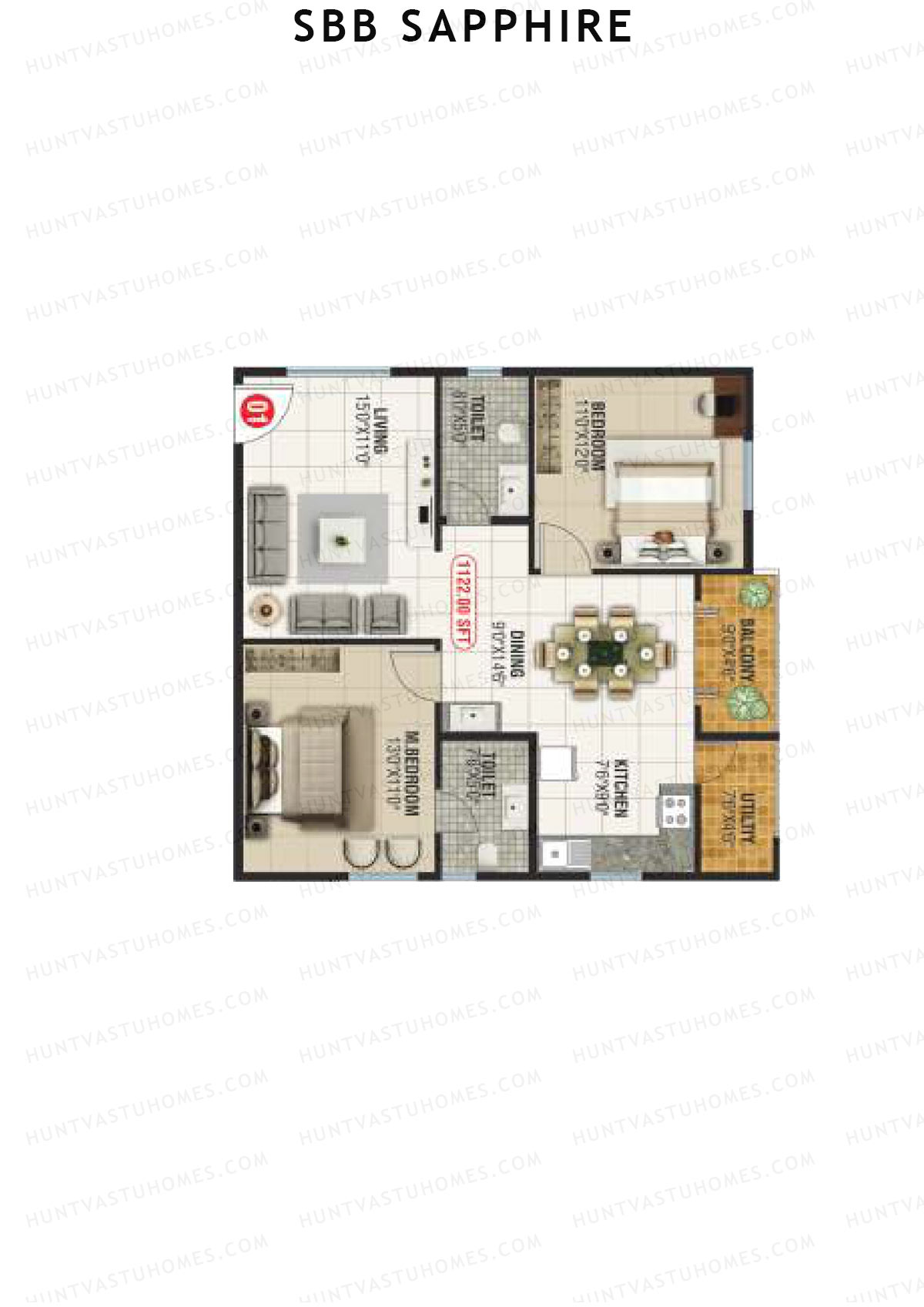 SBB Sapphire Block A Unit 1 Floor Plan
