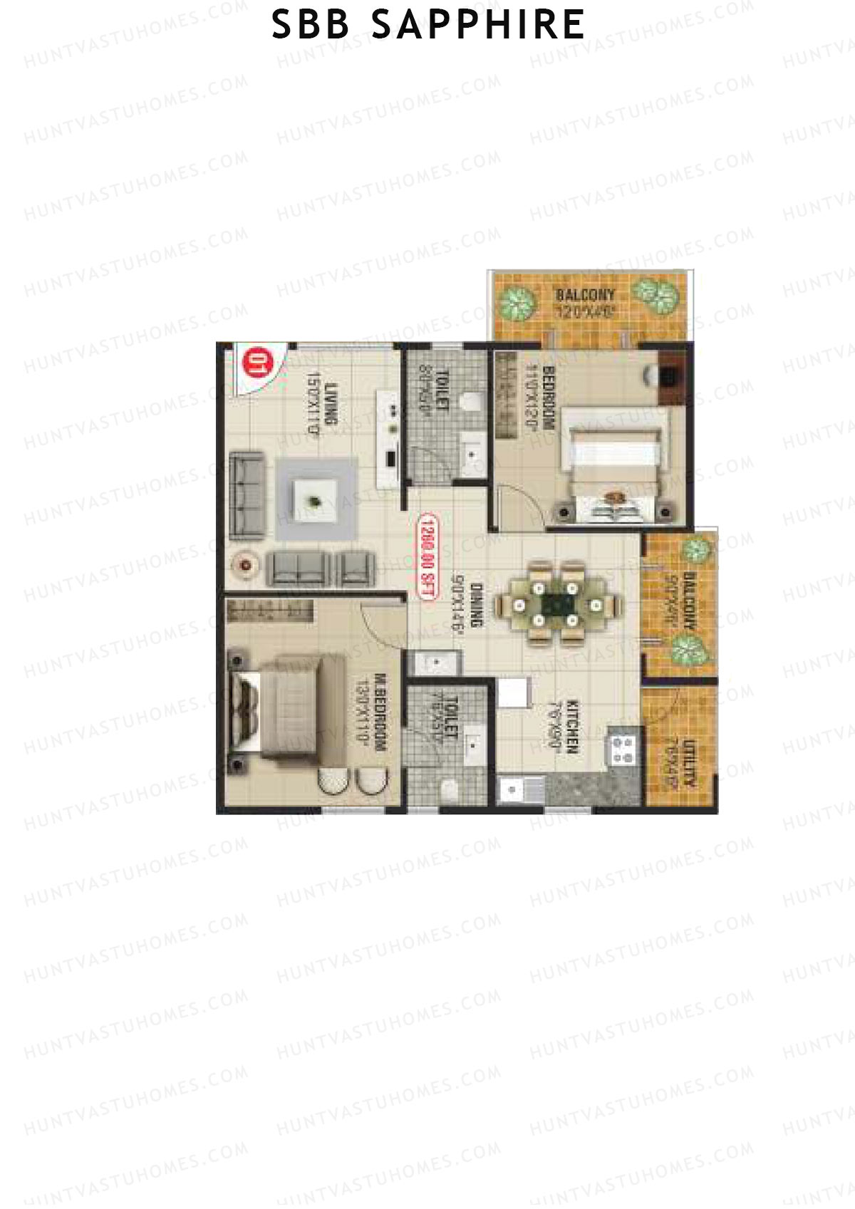 SBB Sapphire Block A Unit 1 Floor Plan