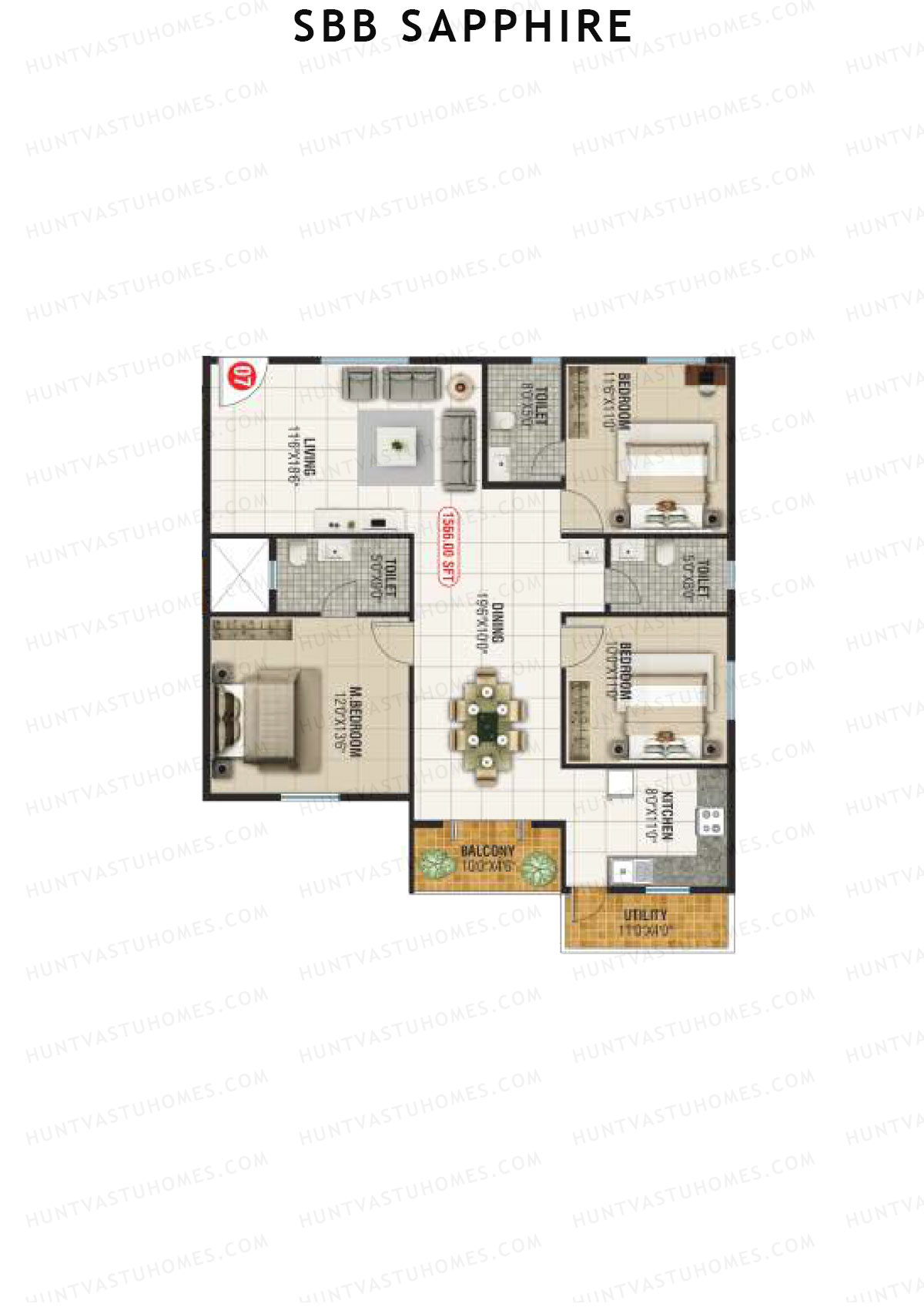 SBB Sapphire Block A Unit 7 Floor Plan