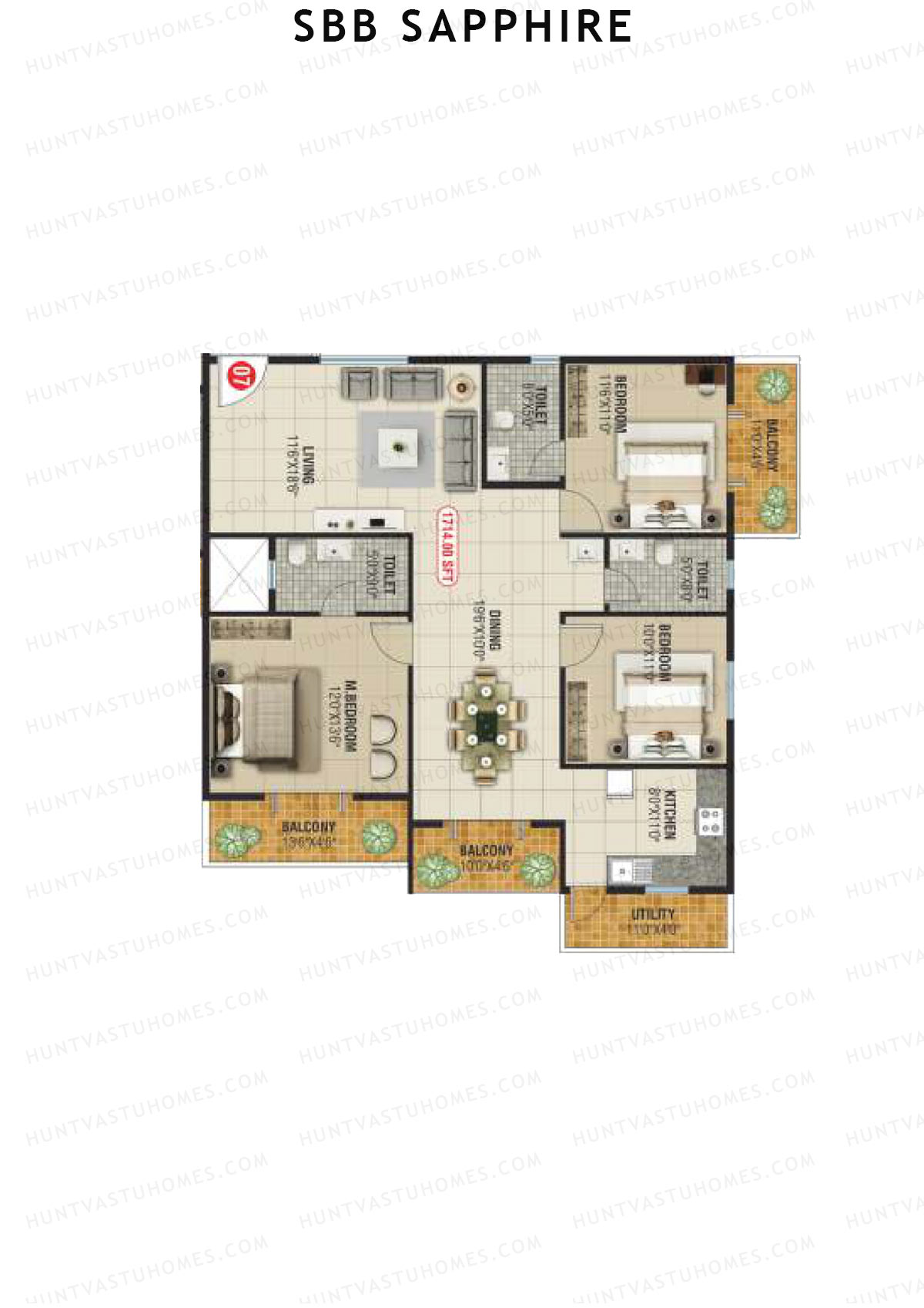 SBB Sapphire Block A Unit 7 Floor Plan
