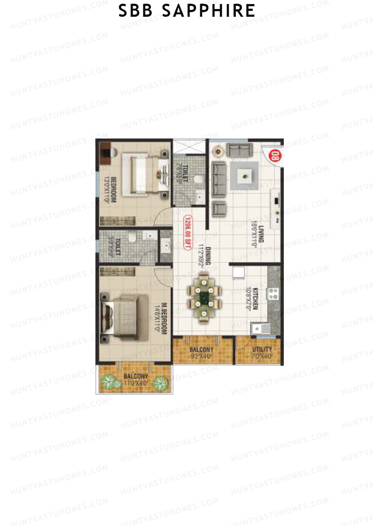 SBB Sapphire Block A Unit 8 Floor Plan