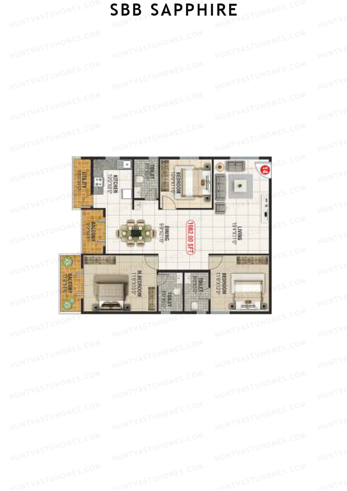 SBB Sapphire Block B Unit 14 Floor Plan