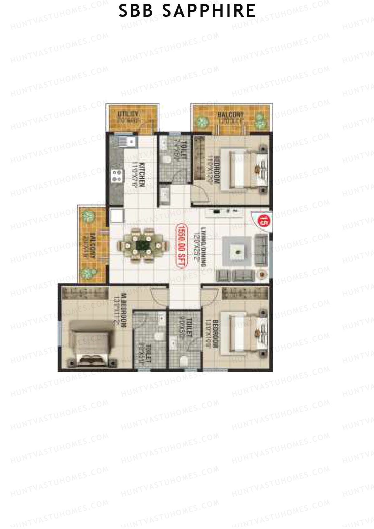 SBB Sapphire Block B Unit 15 Floor Plan