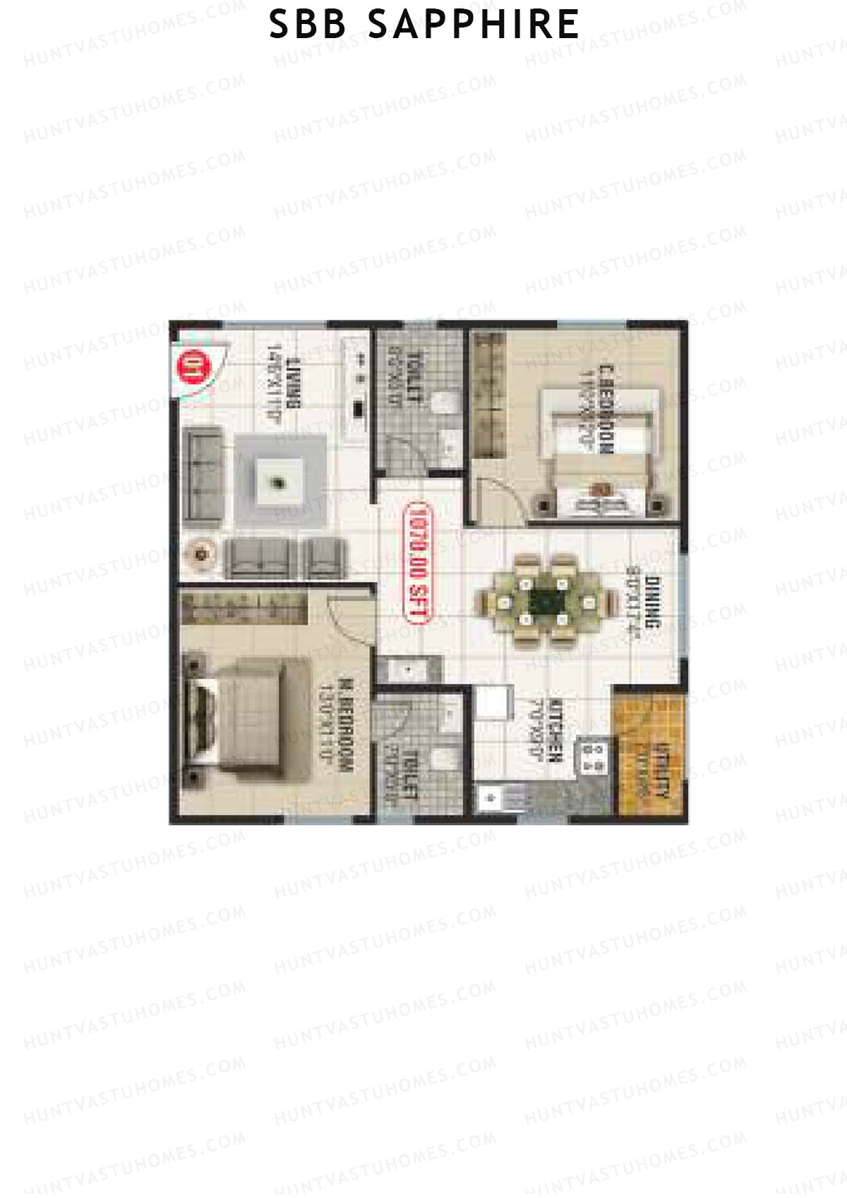 SBB Sapphire Block B Unit 1 Floor Plan