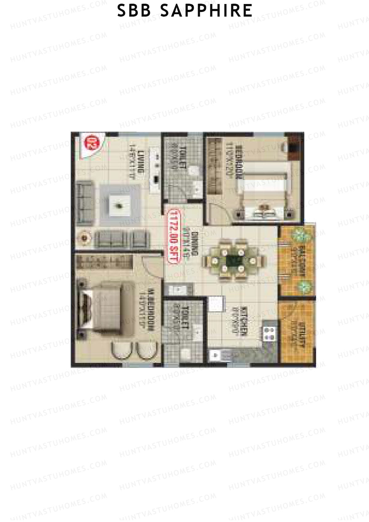 SBB Sapphire Block B Unit 2 Floor Plan