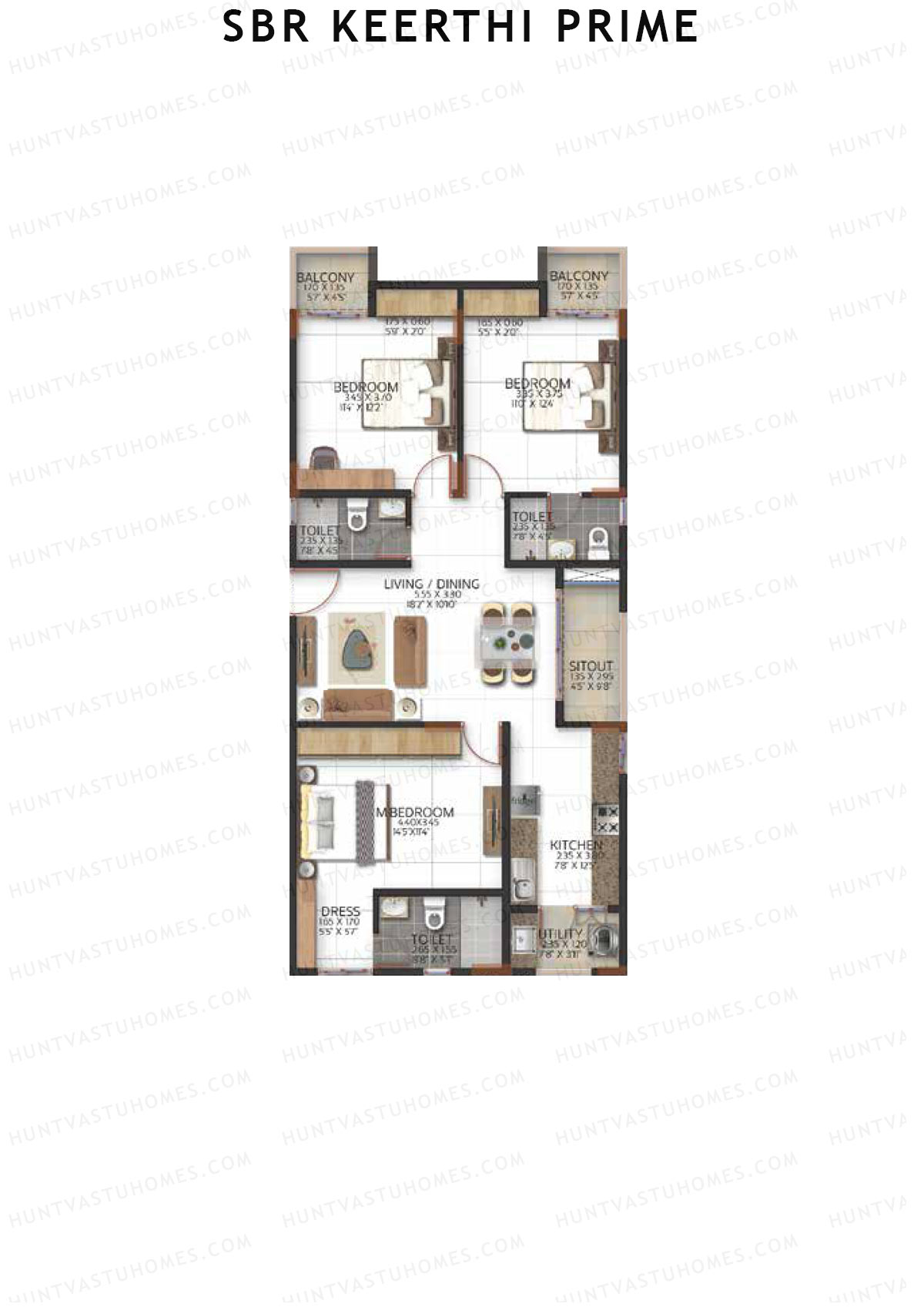 SBR Keerthi Prime Tower A Unit 1 (Type 1D) Floor Plan