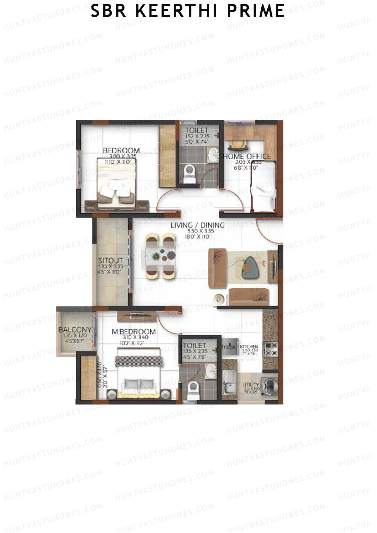 SBR Keerthi Prime Tower A Unit 7 (Type 2D) Floor Plan