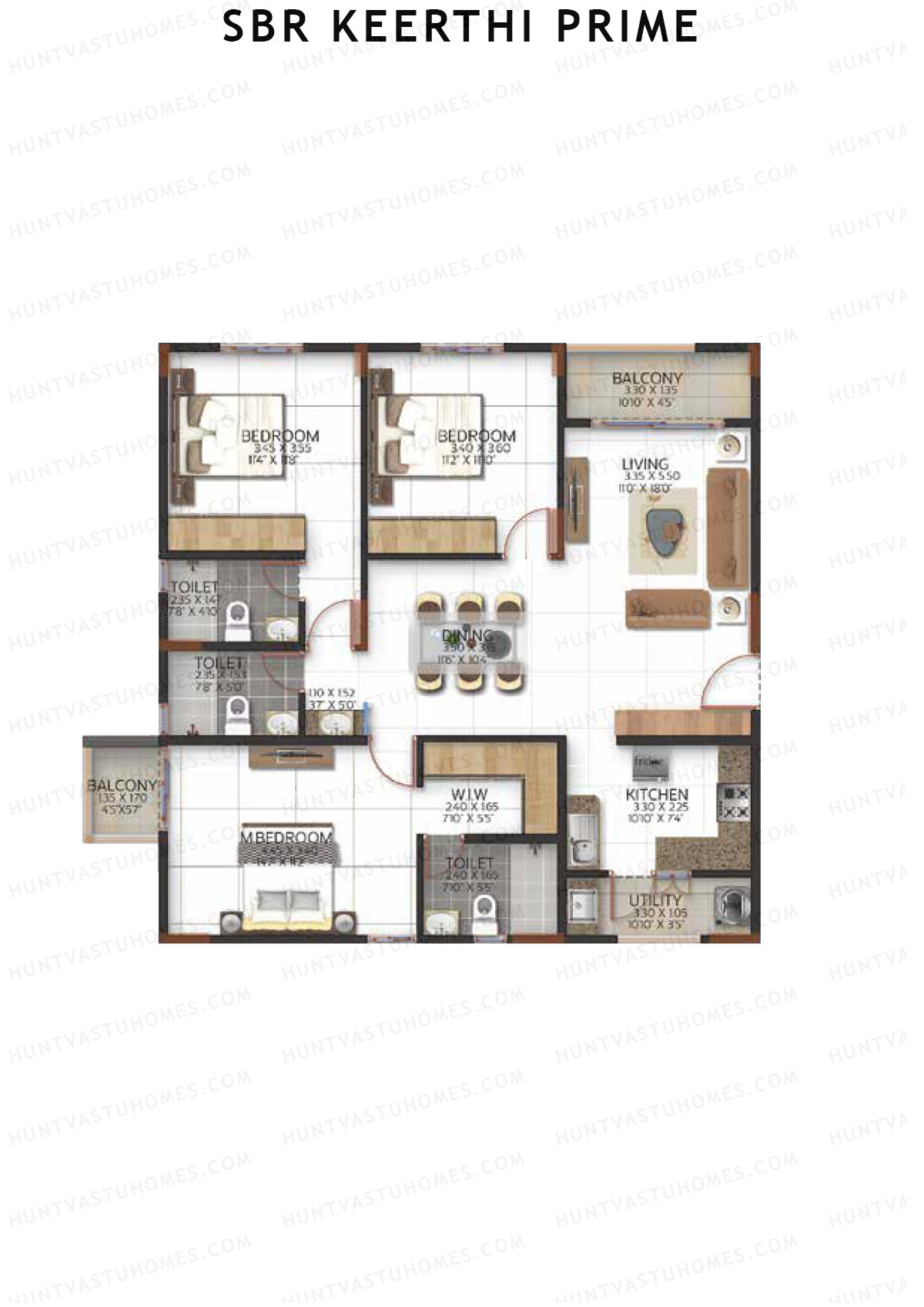 SBR Keerthi Prime Tower A Unit 8 (Type 1F) Floor Plan