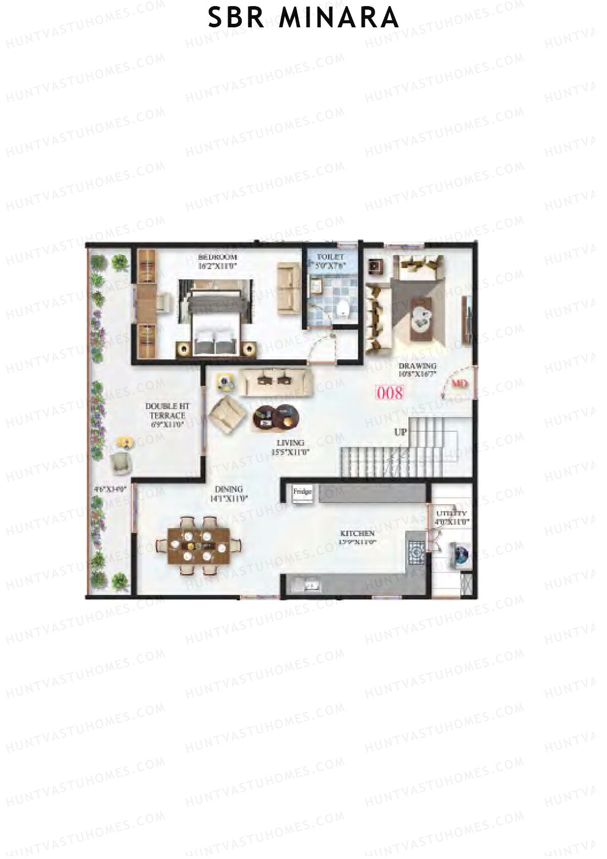 SBR Minara Tower B Unit 8 (Duplex ) Floor Plan